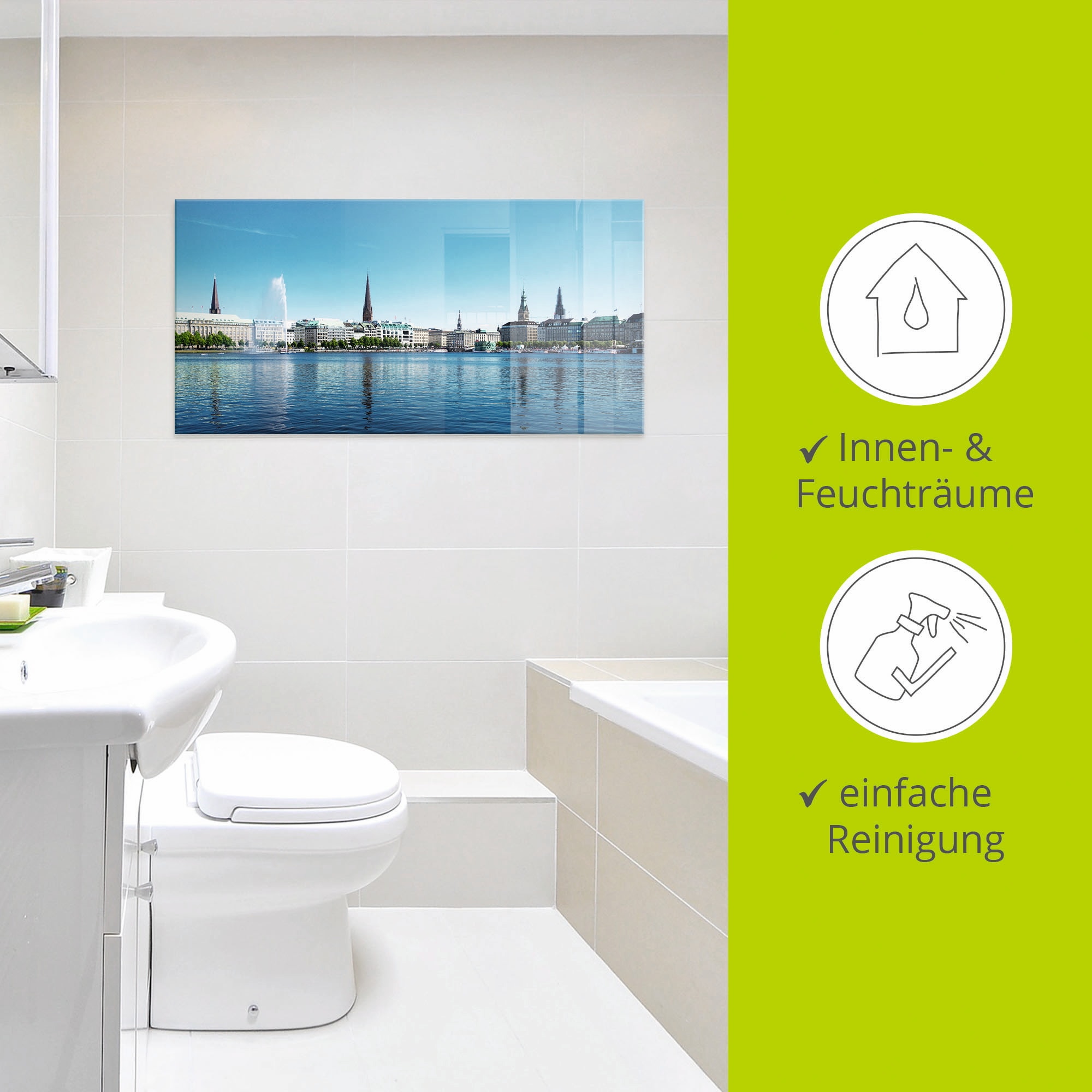 Artland Glasbild »Hamburg Alsterpanorama« Deutschland 1 Stk. tlg. in verschiedenen Größen