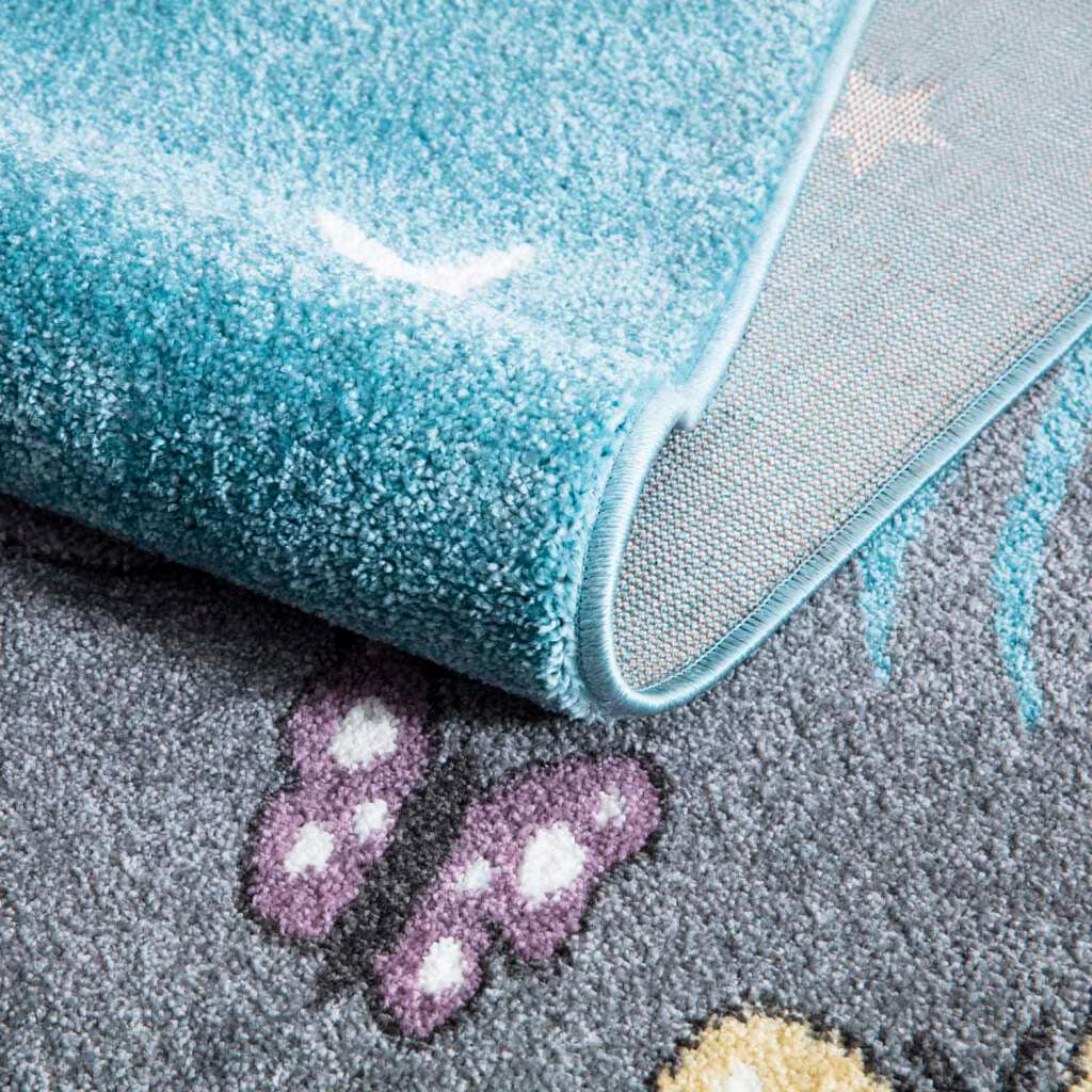 Carpet City Kinderteppich »ANIME916« rechteckig 11 mm Höhe Kinderzimmer Teppich Modern mit Mond, Blumen, Wolken, Creme, Multi