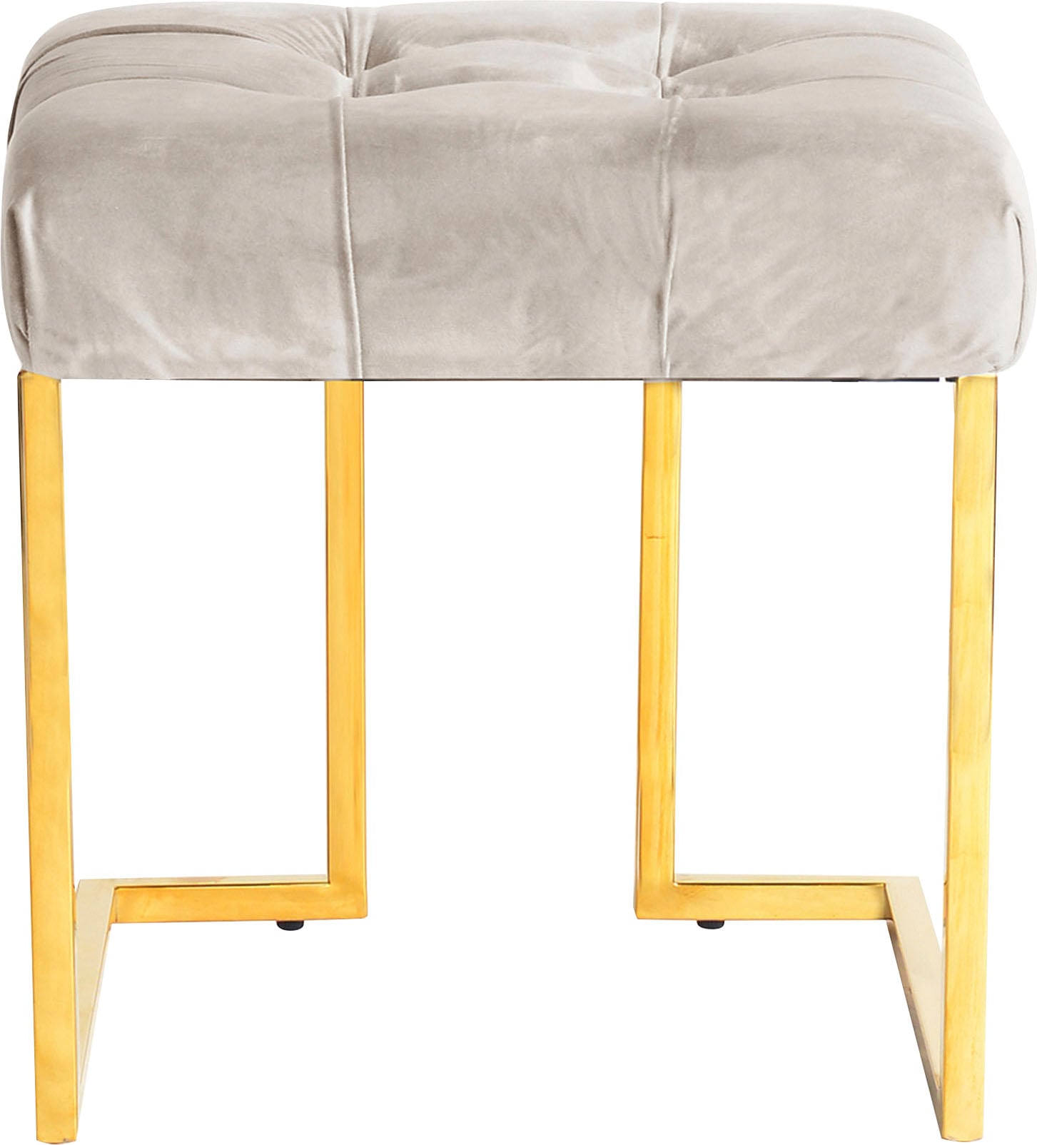 Kayoom Sitzhocker »Hocker Rare, Edler Touch durch goldenes Gestell«, (1 St.), eckig, samtweich, gesteppt, mit Zierknöpfen, Edelstahlgestell