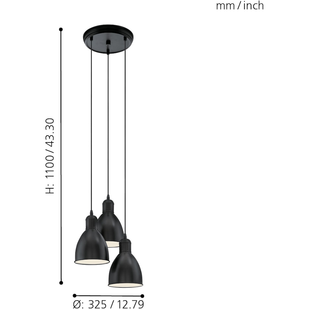 EGLO Pendelleuchte »PRIDDY«, 3 flammig-flammig