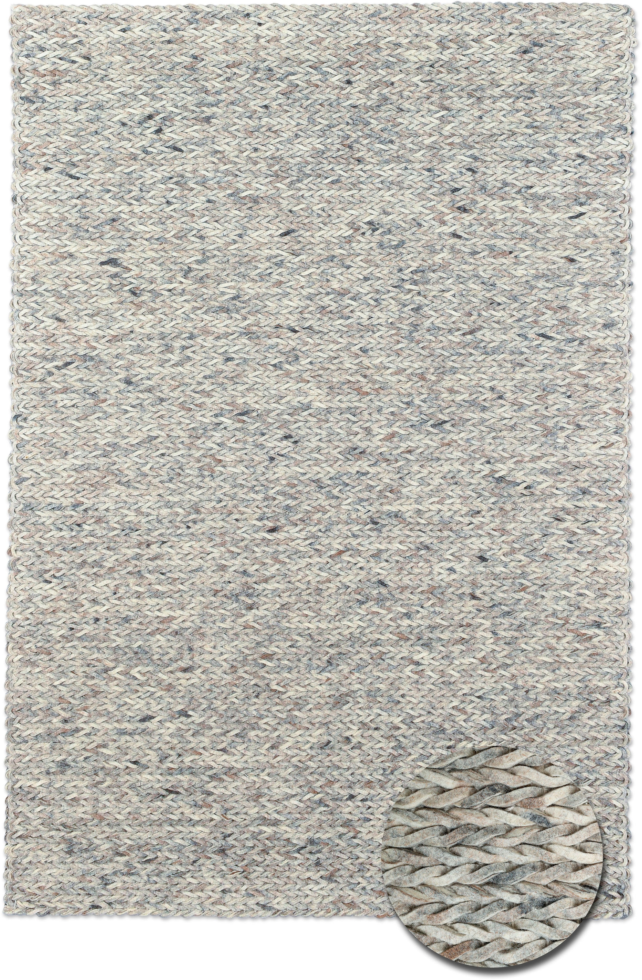 THEKO Wollteppich »Arlberg« rechteckig 23 mm Höhe reine Wolle, Strickoptik, ideal im Wohnzimmer & Schlafzimmer