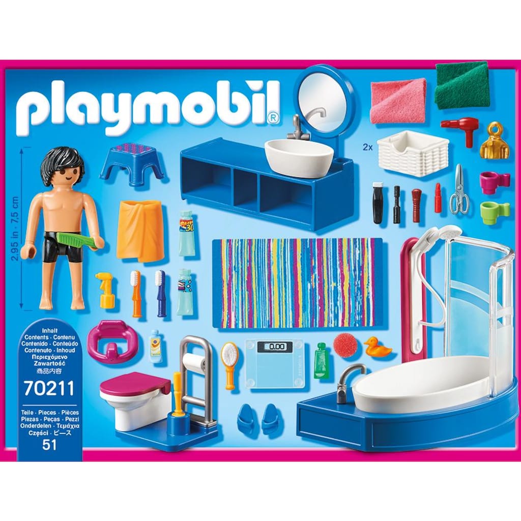 Playmobil® Konstruktions-Spielset »Badezimmer (70211), Dollhouse«, (51 St.)