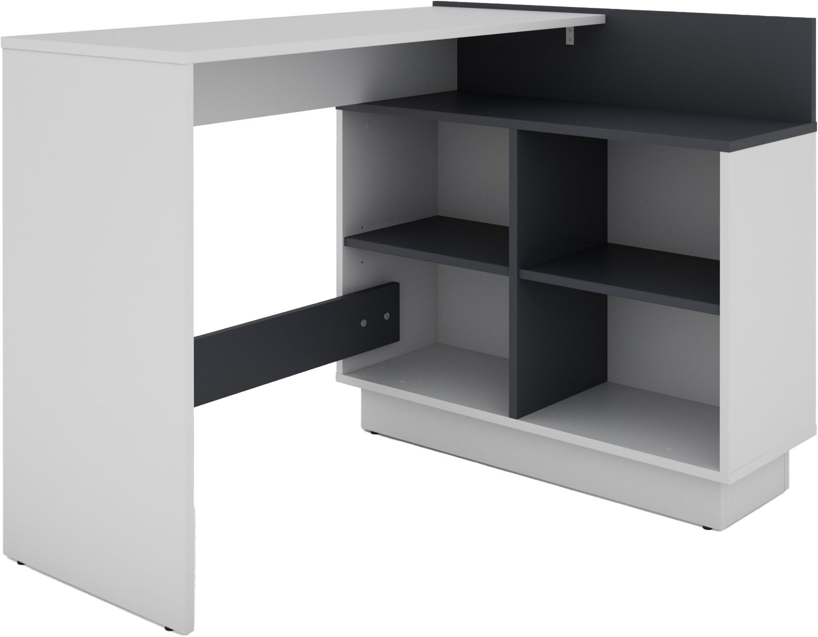 byLIVING Eckschreibtisch »Bern« platzsparender Schreibtisch, rechts und links montierbar, 102x80cm.