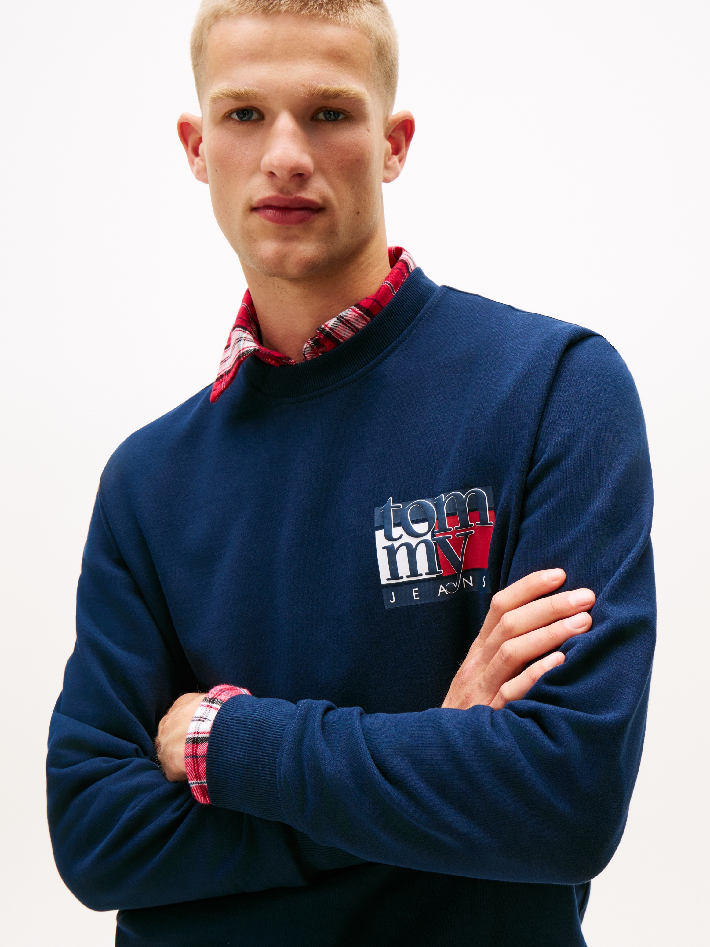 Tommy Jeans Sweatshirt »TJM RWB FLAG«, Rundhals, regular fit, Print, Rippbündchen
