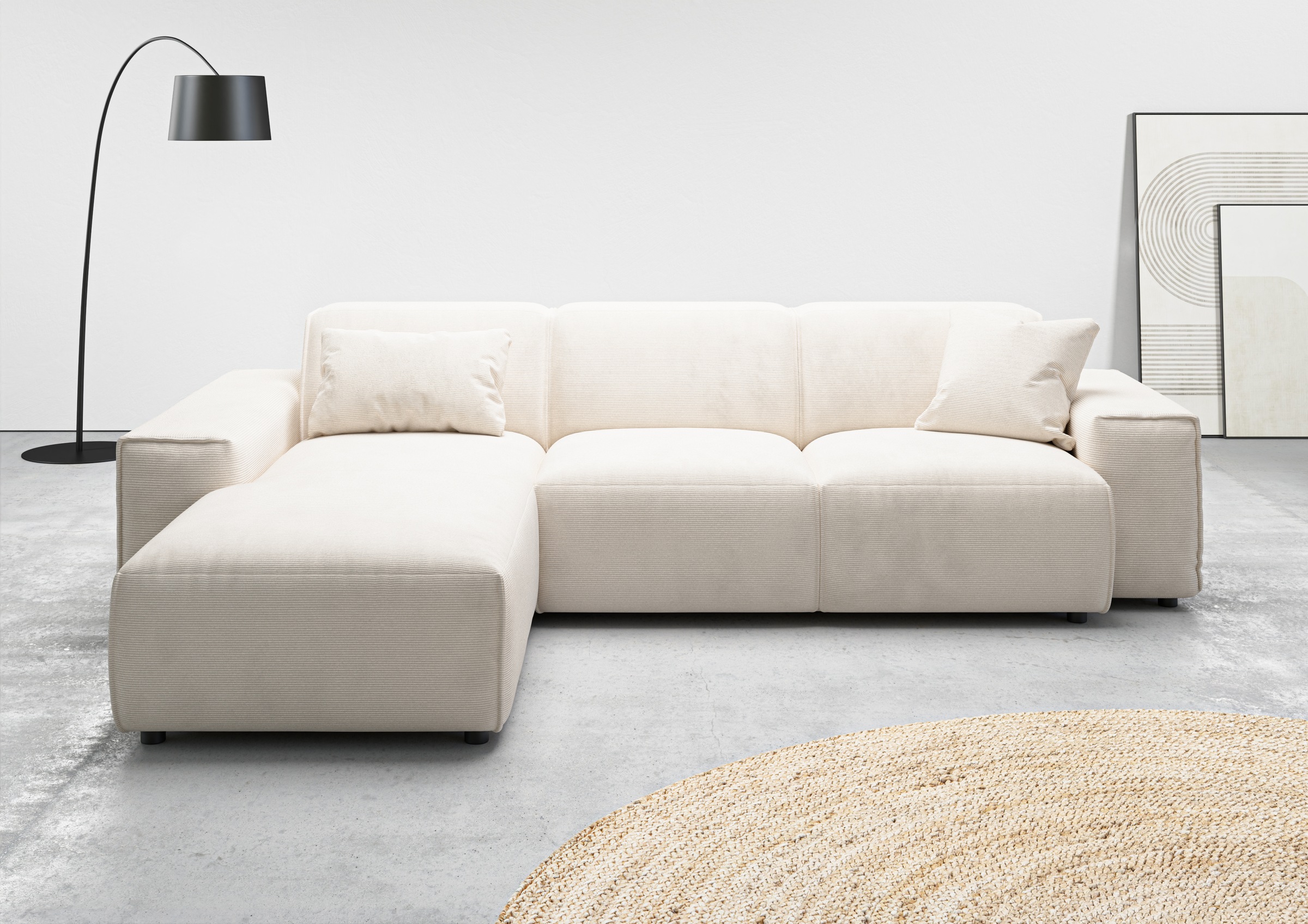 Home affaire Ecksofa »Glimminge L-Form  auch in Breitcord, Feincord + Easy care-Bezug,« Breite 264,  Zierkissen