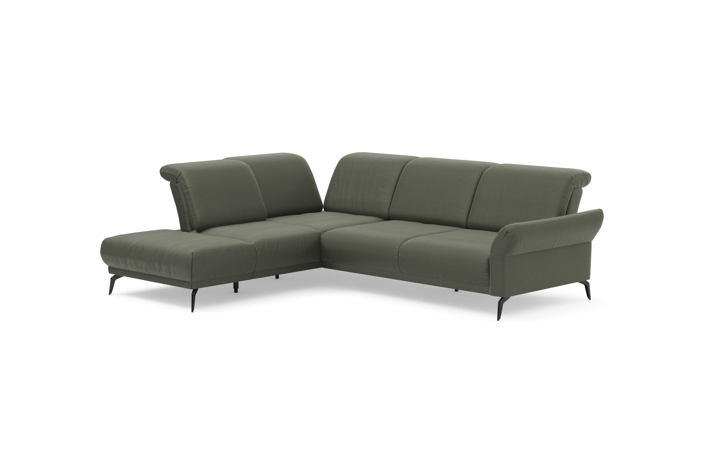 INOSIGN Ecksofa »Coco L-Form«, Sitztiefen-, Arm- und Kopfteilverstellung, Cord-Bezug, Fußhöhe 15 cm