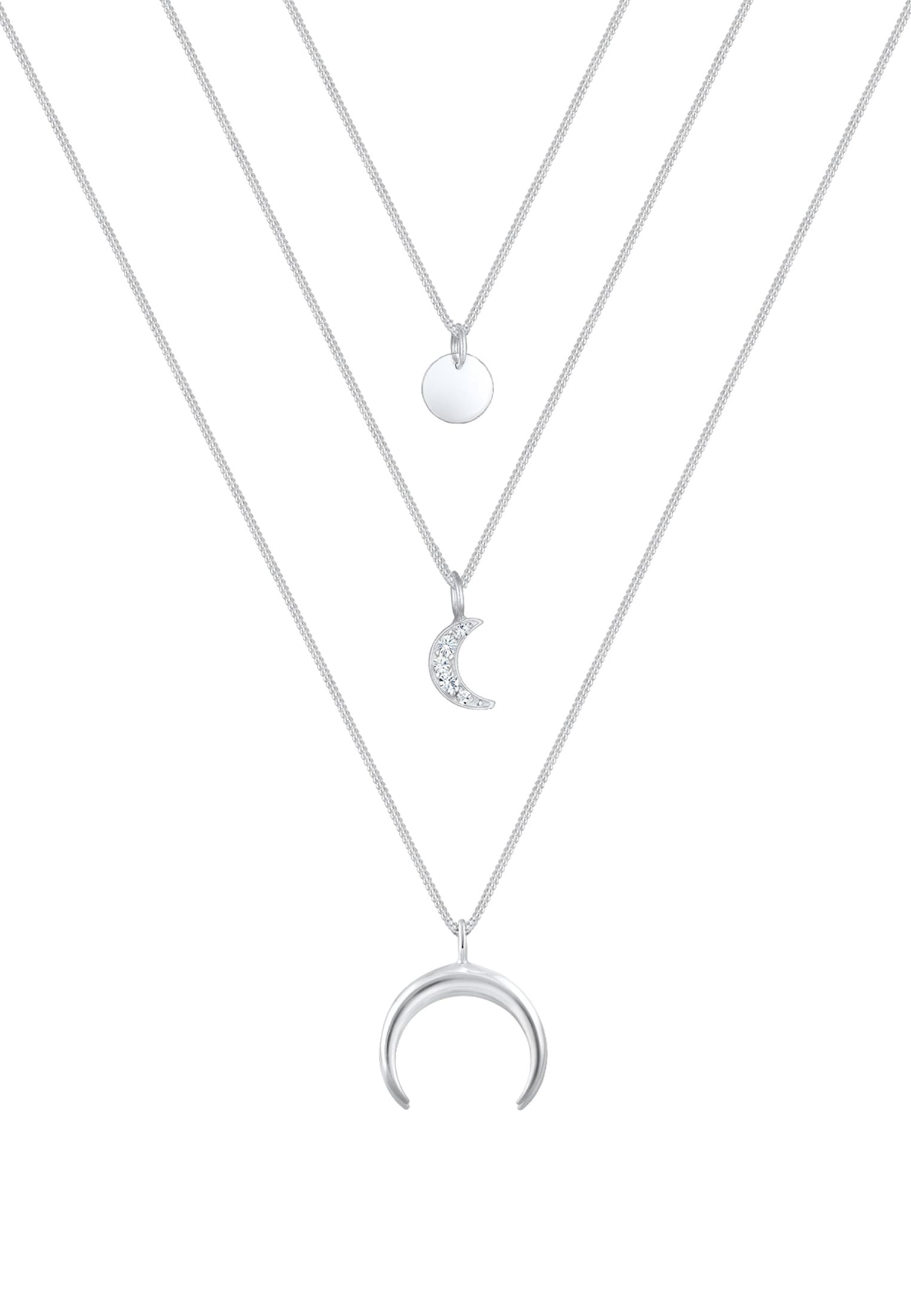 Elli Silberkette »Halskette Layer Halbmond 925 Silber, mit Kristallen von Swarovski®«