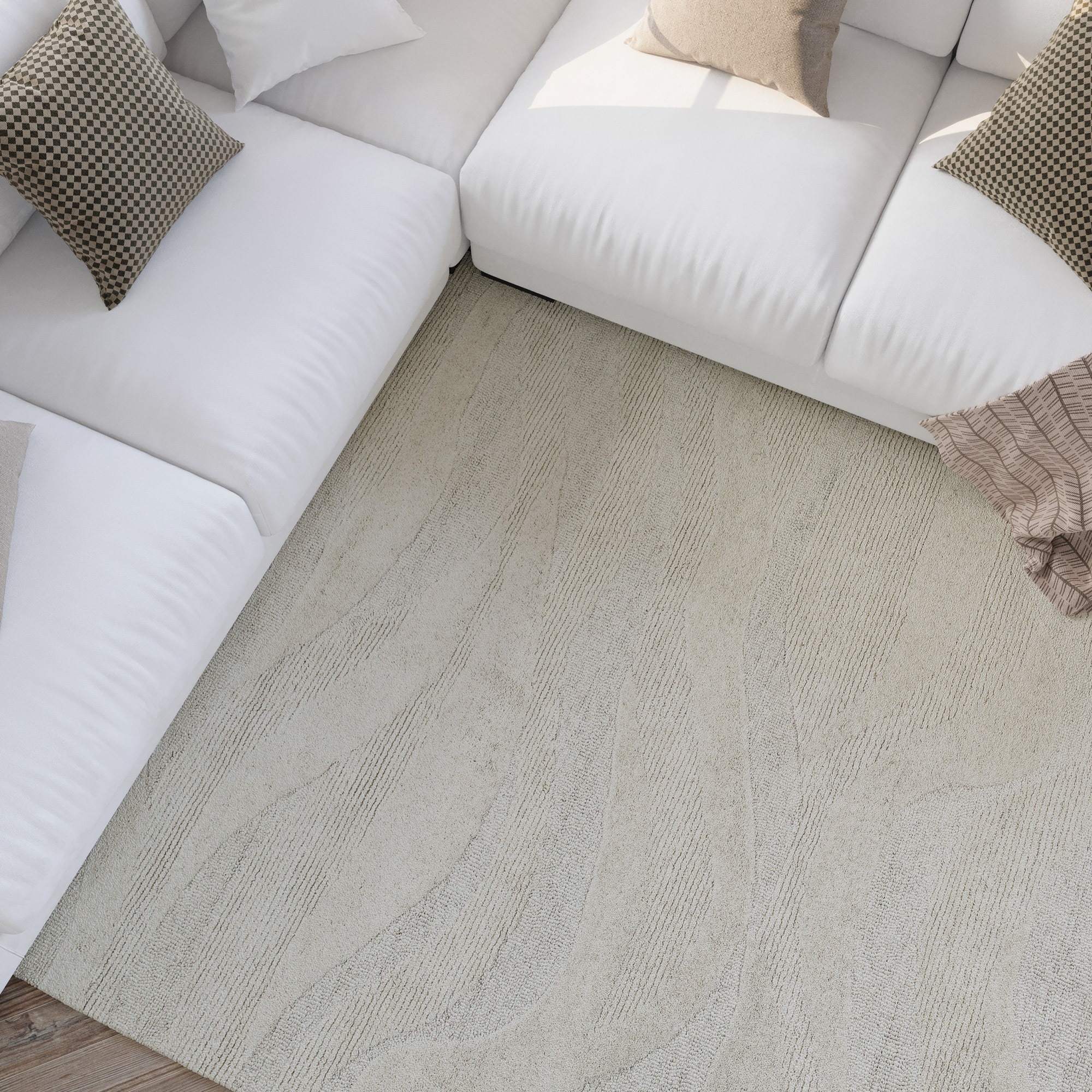 Wecon home Wollteppich »Hamptons THIRTYFOUR«, rechteckig, 15 mm Höhe, Läufer, Schurwolle, Kurzflor, Wohnzimmer, Schlafzimmer, Wellen