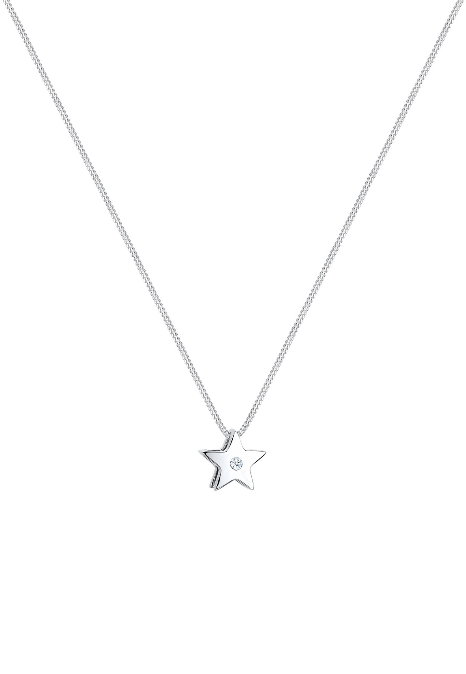 Elli DIAMONDS Silberkette »Halskette Stern Diamant Brillantschliff (0,03 ct) 925 Sterling Silber«