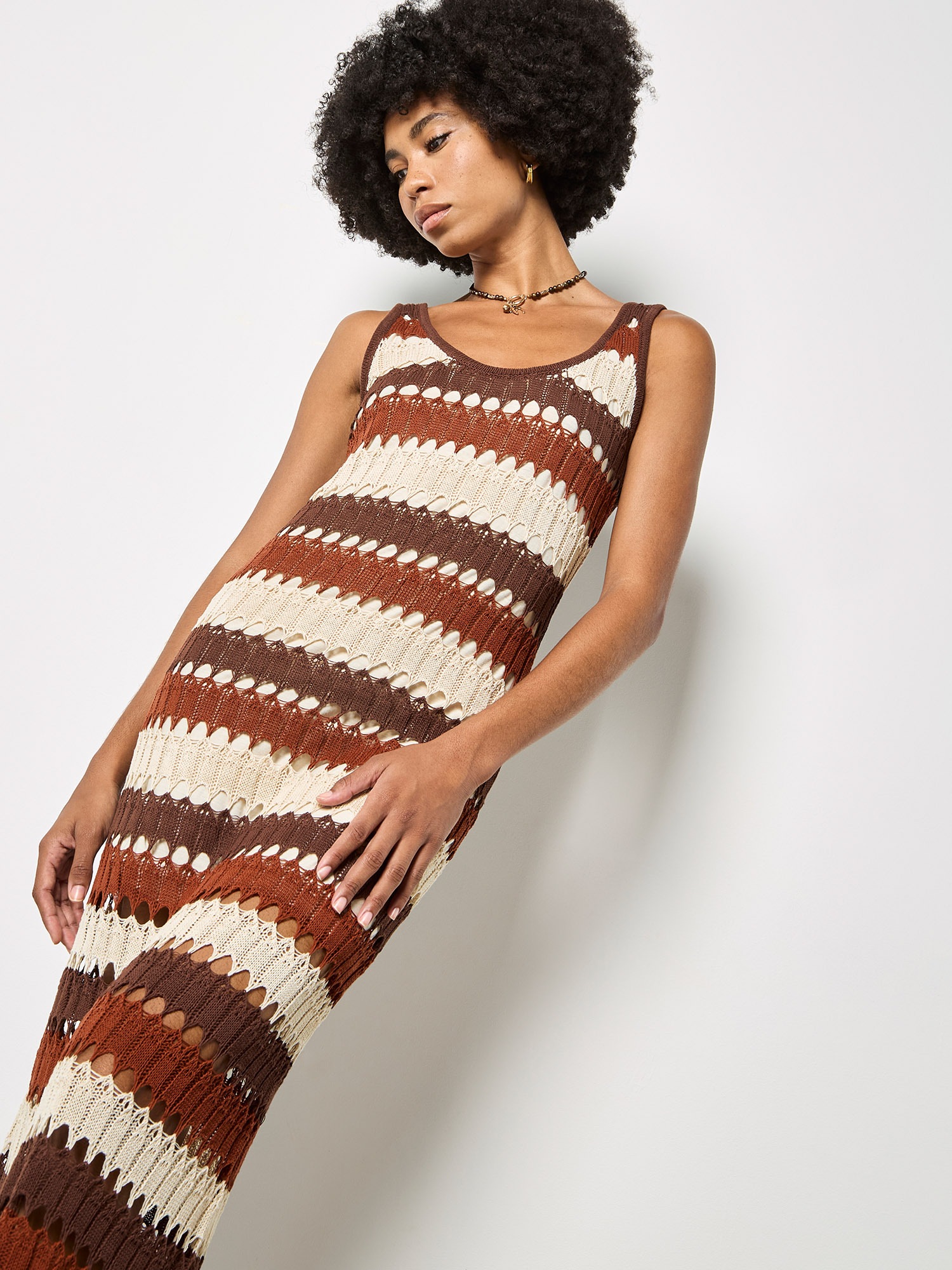 Apricot Maxikleid »Midikleid« mit Häkelstreifen