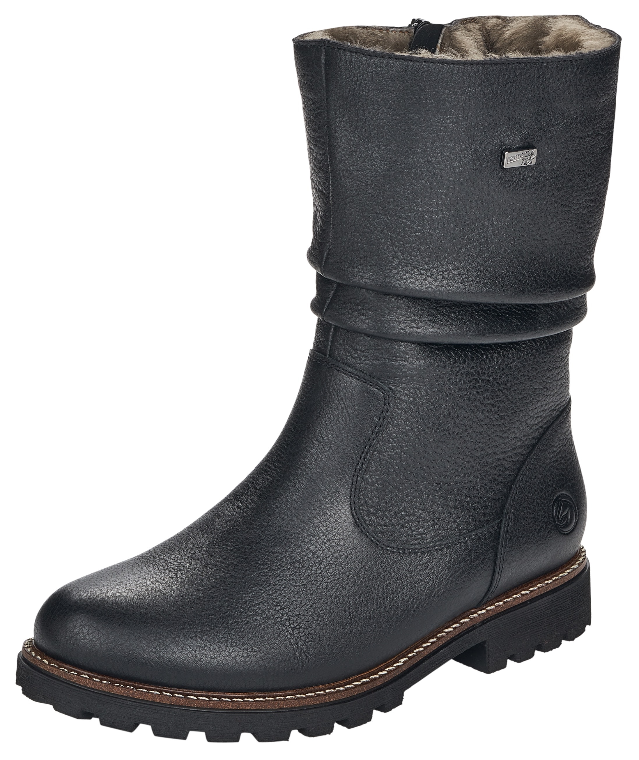 Remonte Winterstiefel, Blockabsatz, Winterboots mit Falten am slouchy Schaft, schmale Form