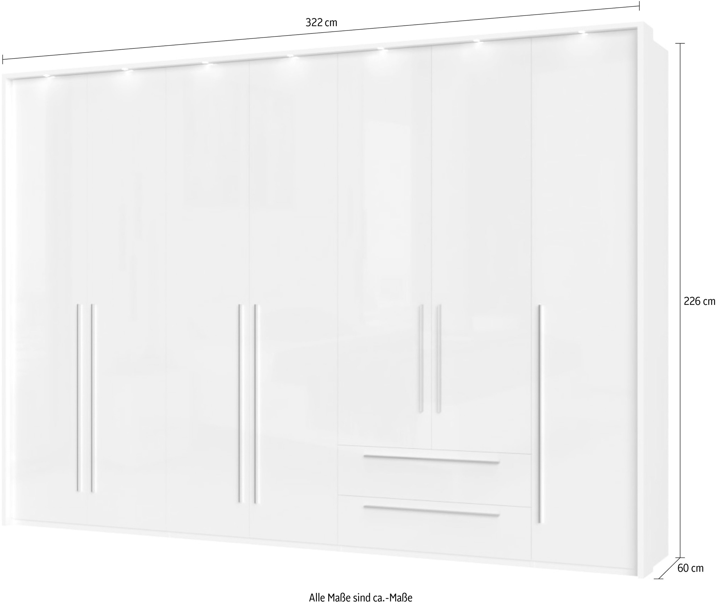 Places of Style Drehtürenschrank »Piano«, weiß, verschiedene Breiten mit 2 Schubladen, inklusive Beleuchtung