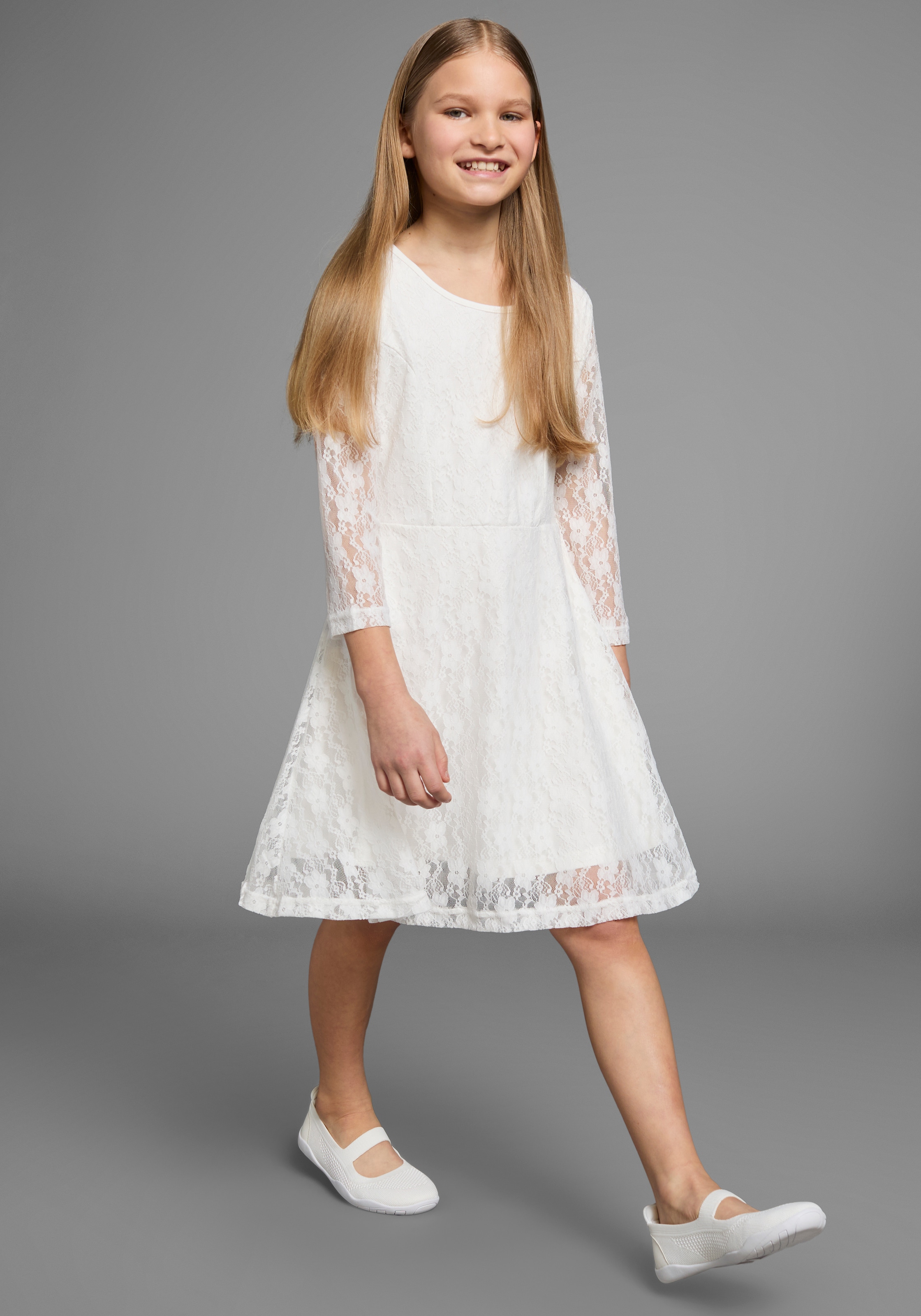 KIDSWORLD Jerseykleid »- Spitzenkleid«, festliche Anlässe, knielang, aus Spitze und Jersey, 3/4-Ärmel