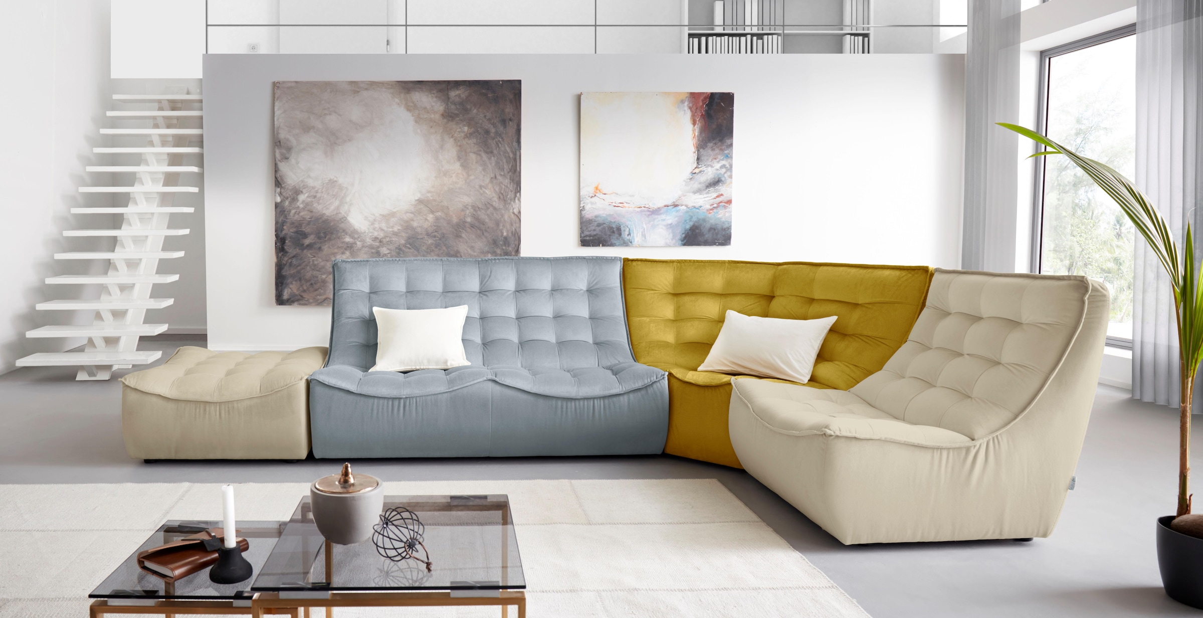 CALIA ITALIA Ecksofa »Banjo,, Eckelement, tolles Design und hoher Sitzkomfort frei stellbar« oder als Modulsofa mit den passenden Erweiterungselementen nutzbar
