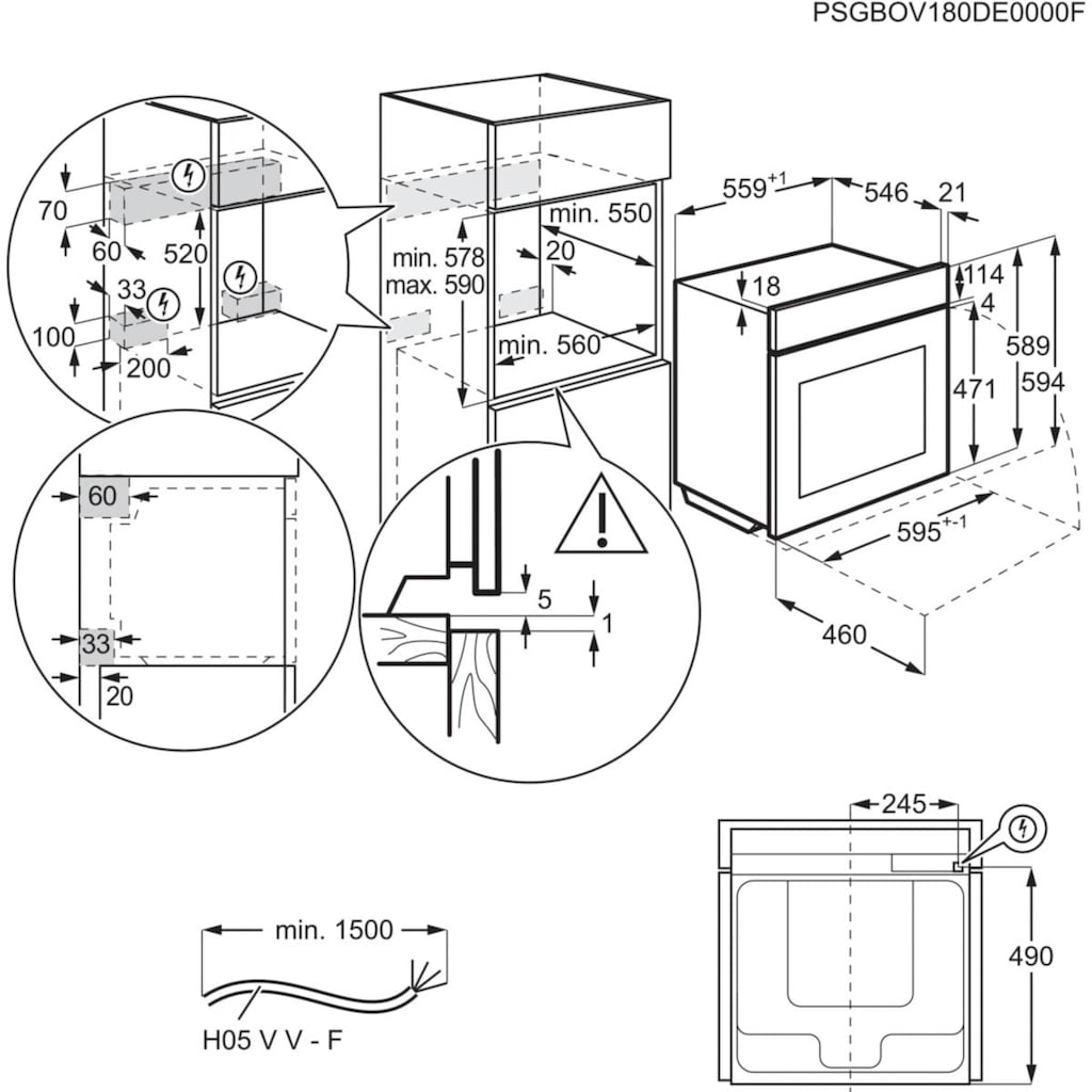 AEG Einbaubackofen »BPC35502BA«, BPB355020M, mit Backauszug, Pyrolyse-Selbstreinigung, SteamBake - Feuchtigkeitszugabe