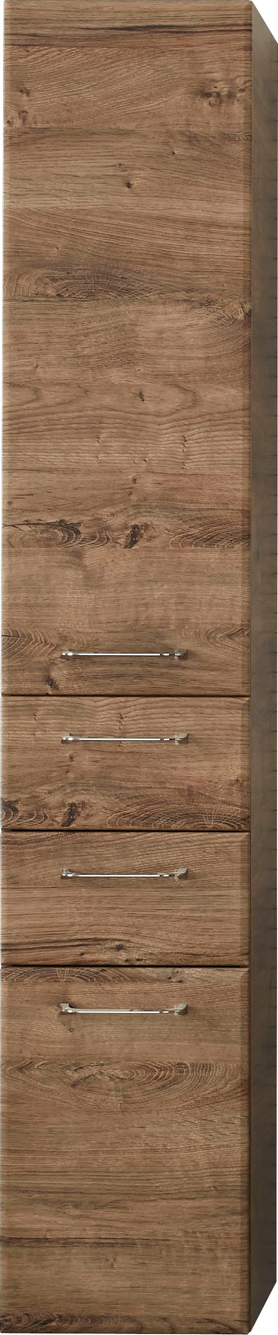 Saphir Hochschrank »Quickset Badschrank 35 cm breit, 2 Türen, 2 Schubladen, 3 Einlegeböden«, Badezimmer-Hochschrank inkl. Türdämpfer, Griffe in Chrom glänzend