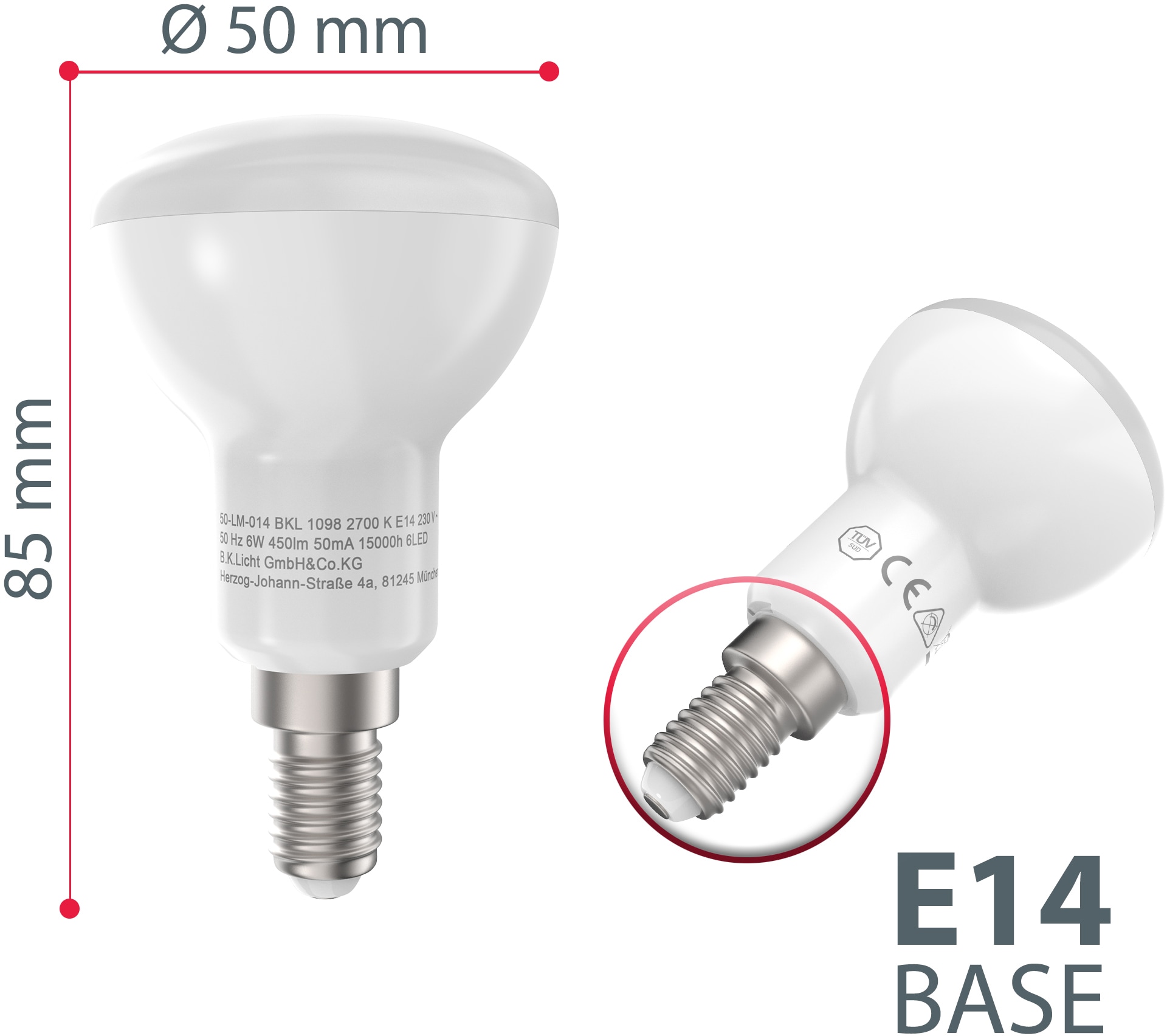 B.K.Licht LED-Leuchtmittel, E14, 5 St., Warmweiß, LED-Lampe Glühbirne 6  Watt 450 Lumen 2.700 Kelvin Energiesparlampe auf Rechnung kaufen