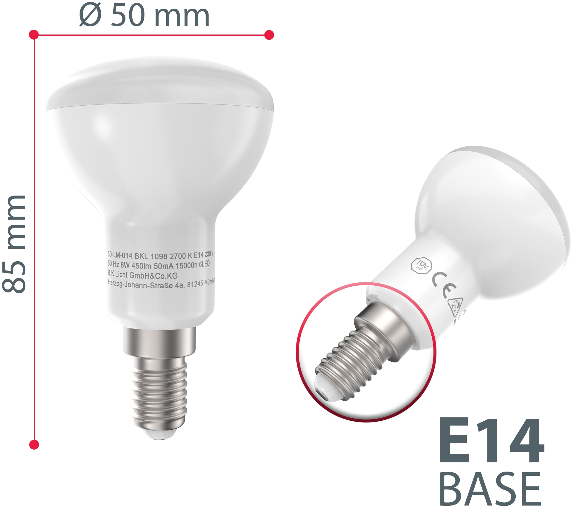 6 LED-Leuchtmittel, auf 5 Glühbirne kaufen Energiesparlampe LED-Lampe Kelvin B.K.Licht 450 Lumen Warmweiß, Rechnung 2.700 St., E14, Watt