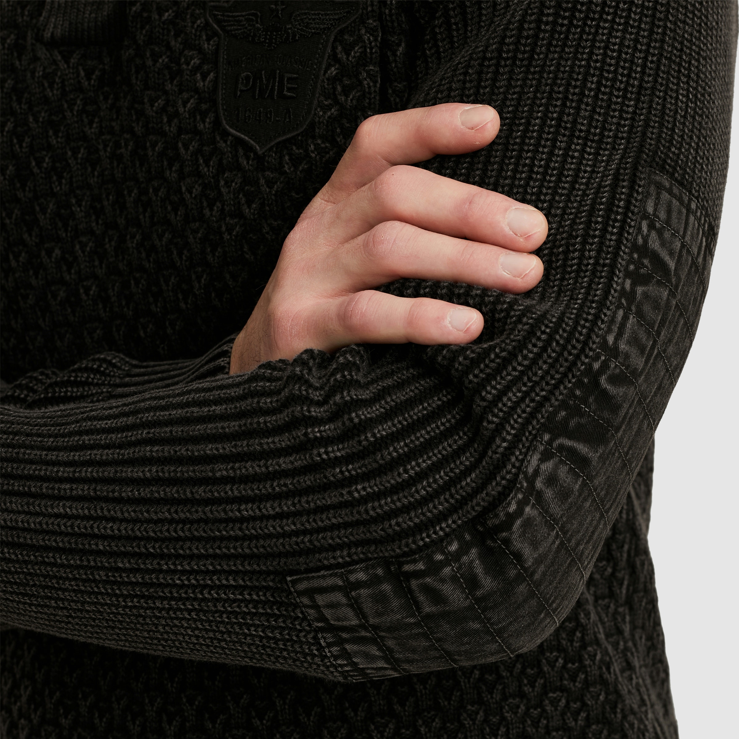 PME LEGEND Strickpullover mit kurzer Knopfleiste