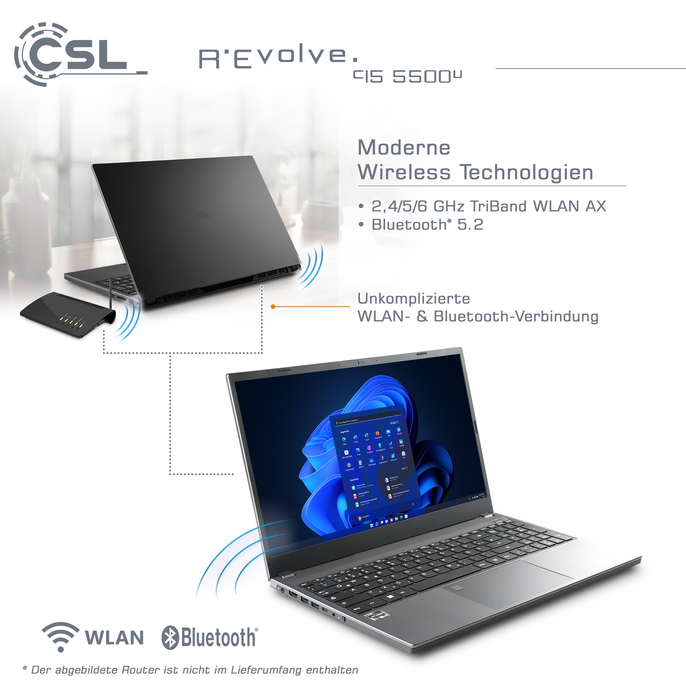 CSL Notebook »R'Evolve C15 5500U/64GB/4000GB/Windows 11 Home«, 39,6 cm, / 15,6 Zoll, AMD, Ryzen 5, Radeon Graphics, 4000 GB SSD