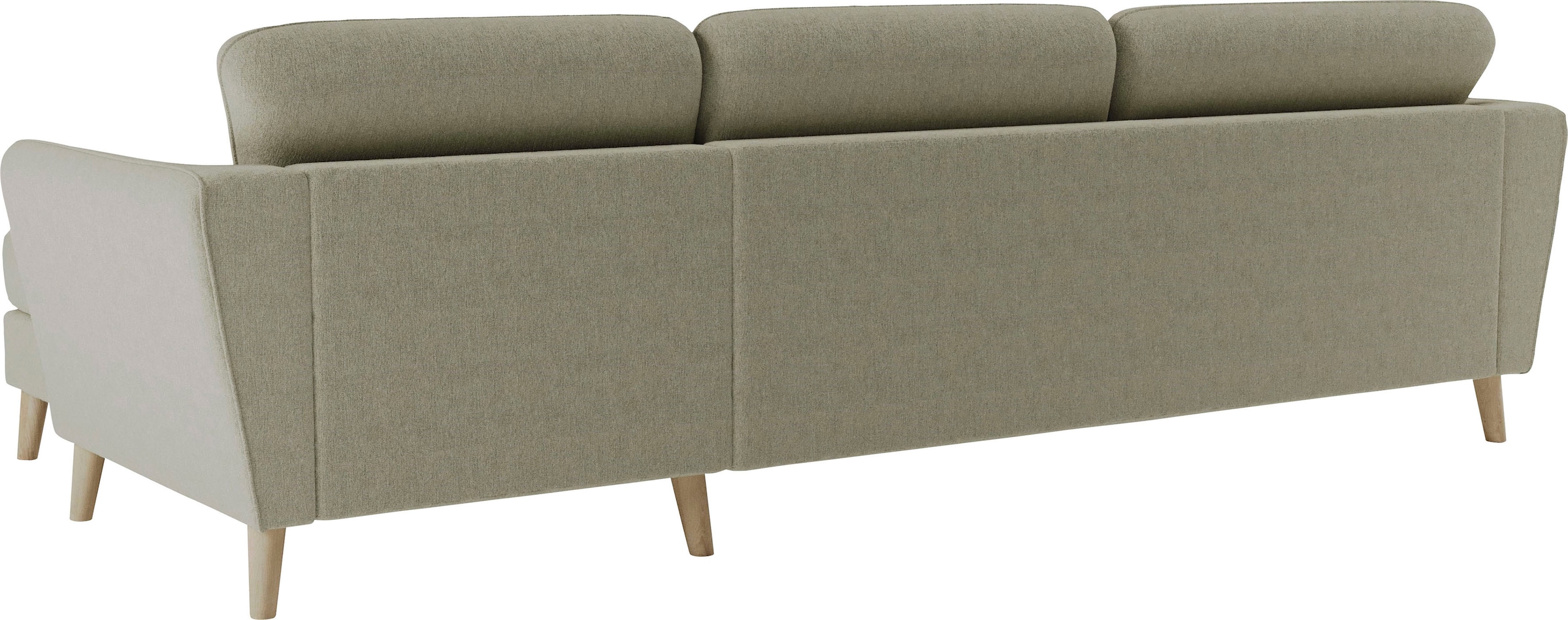 Home affaire Ecksofa »MARSEILLE (279/152cm),L-Form, Rec. rechts/links, verschiedene Bezüge«, Massivholzbeine Eiche, Landhausstil, Wellenunterfederung