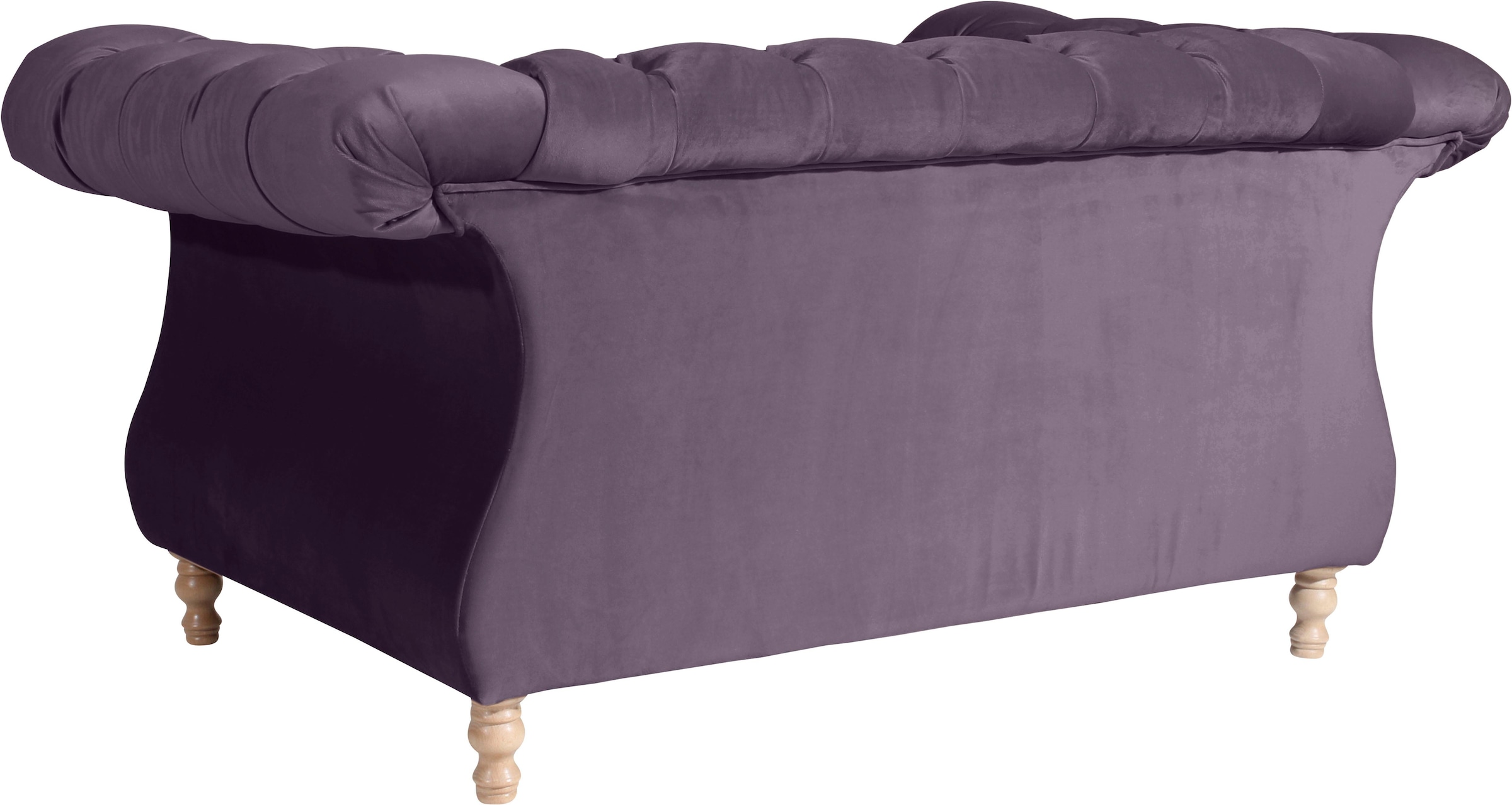 Max Winzer® Loveseat »Isabelle«, mit Knopfheftung & gedrechselten Füßen in Buche natur, Breite 167 cm