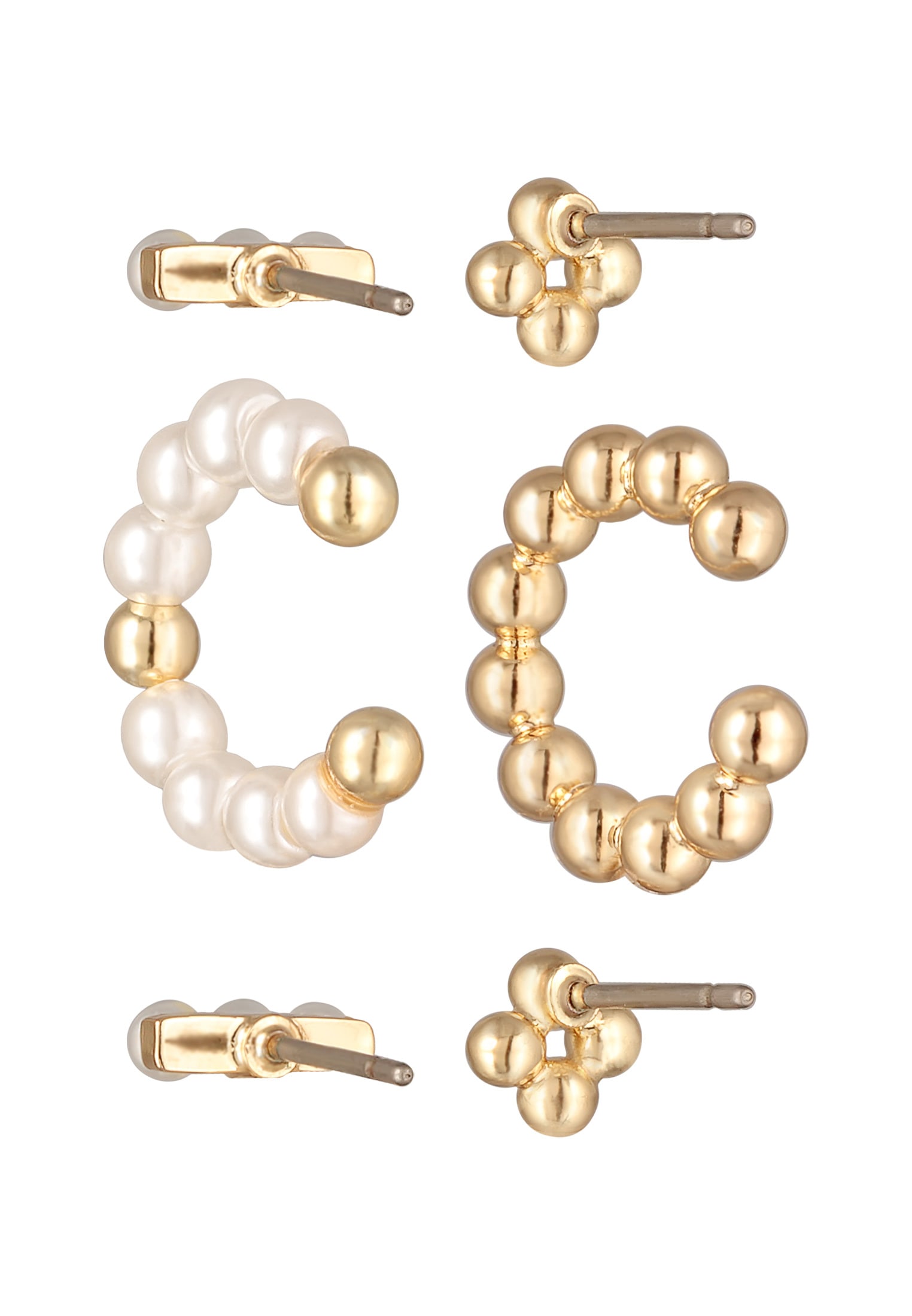 Elli Ohrstecker-Set »Ohrringe 4er-Set Ohrstecker Earcuff Glasperlen Dots Goldfarben«