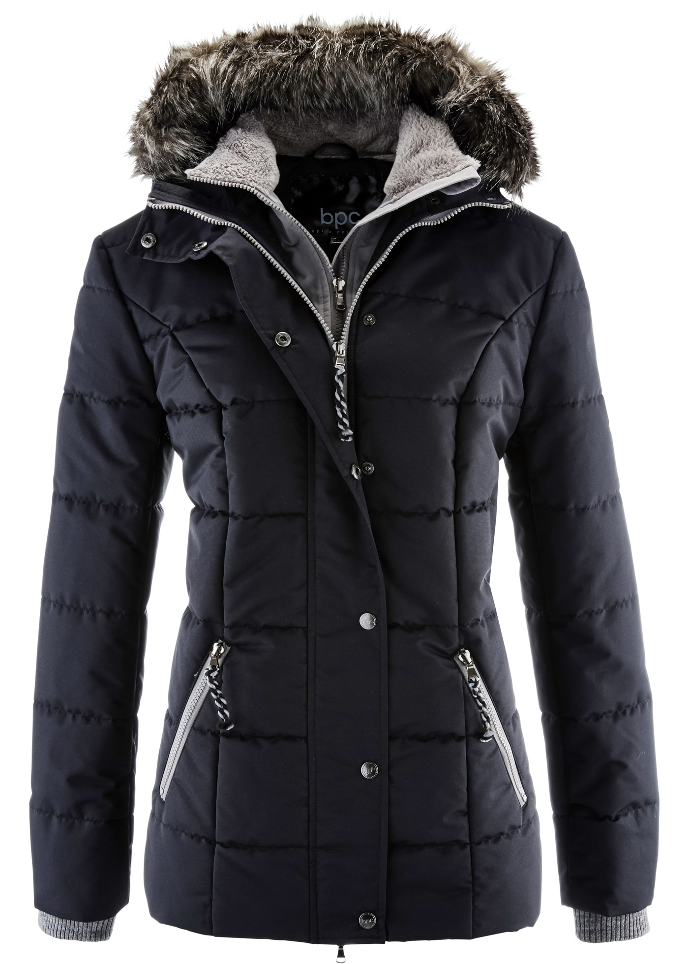 bonprix Winterjacke »Winterjacke in 2-in1 Optik« mit Kapuze in 2-in 1 Optik, mit integrietem Fleeceeinsatz und Kapuze