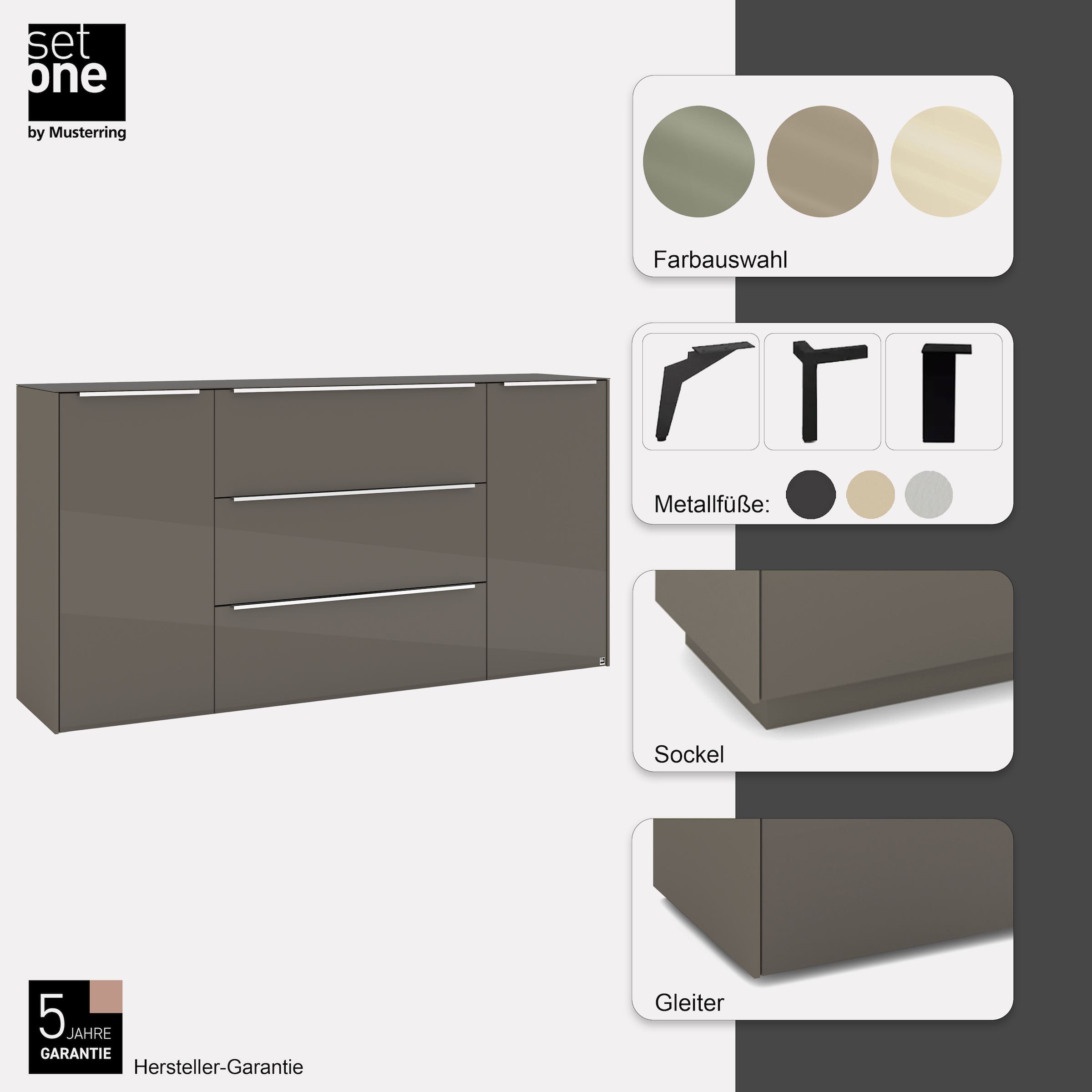 set one by Musterring Sideboard »Reno« 1 Stk. tlg. Mit Gleitern und in verschiedenen Farben erhältlich