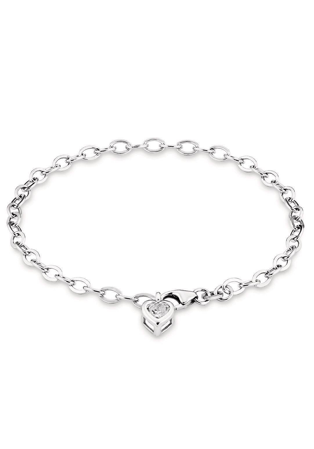 Amor Silberarmband »Schmuck Geschenk Armkette Herz LIEBE«, Made in Germany - mit Zirkonia (synth.)