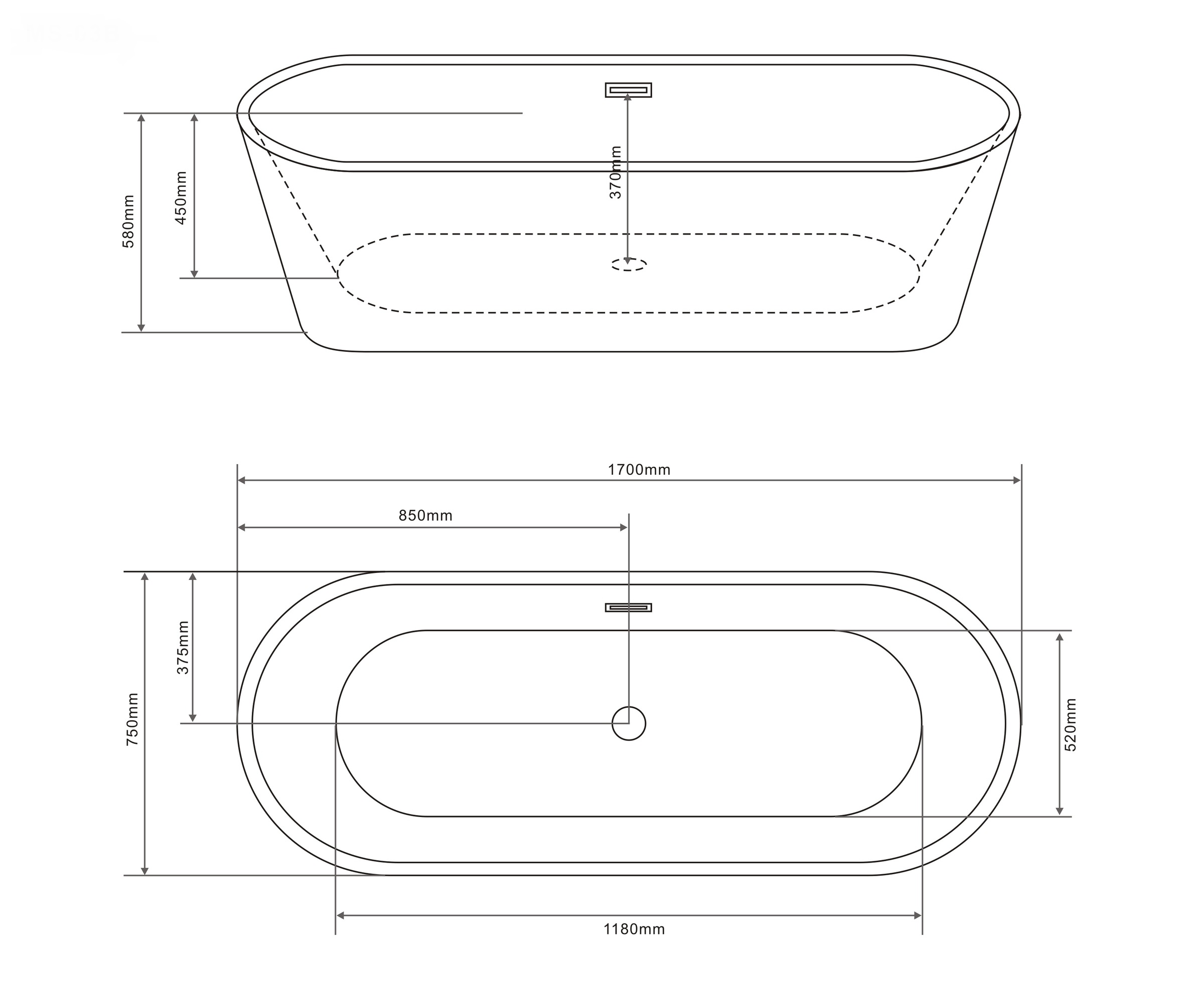 Sanotechnik Badewanne »RENO« Höhe 58 cm Vorrichtung für Ablaufschlauch | Überlauf 170x75x58cm, aus Acryl