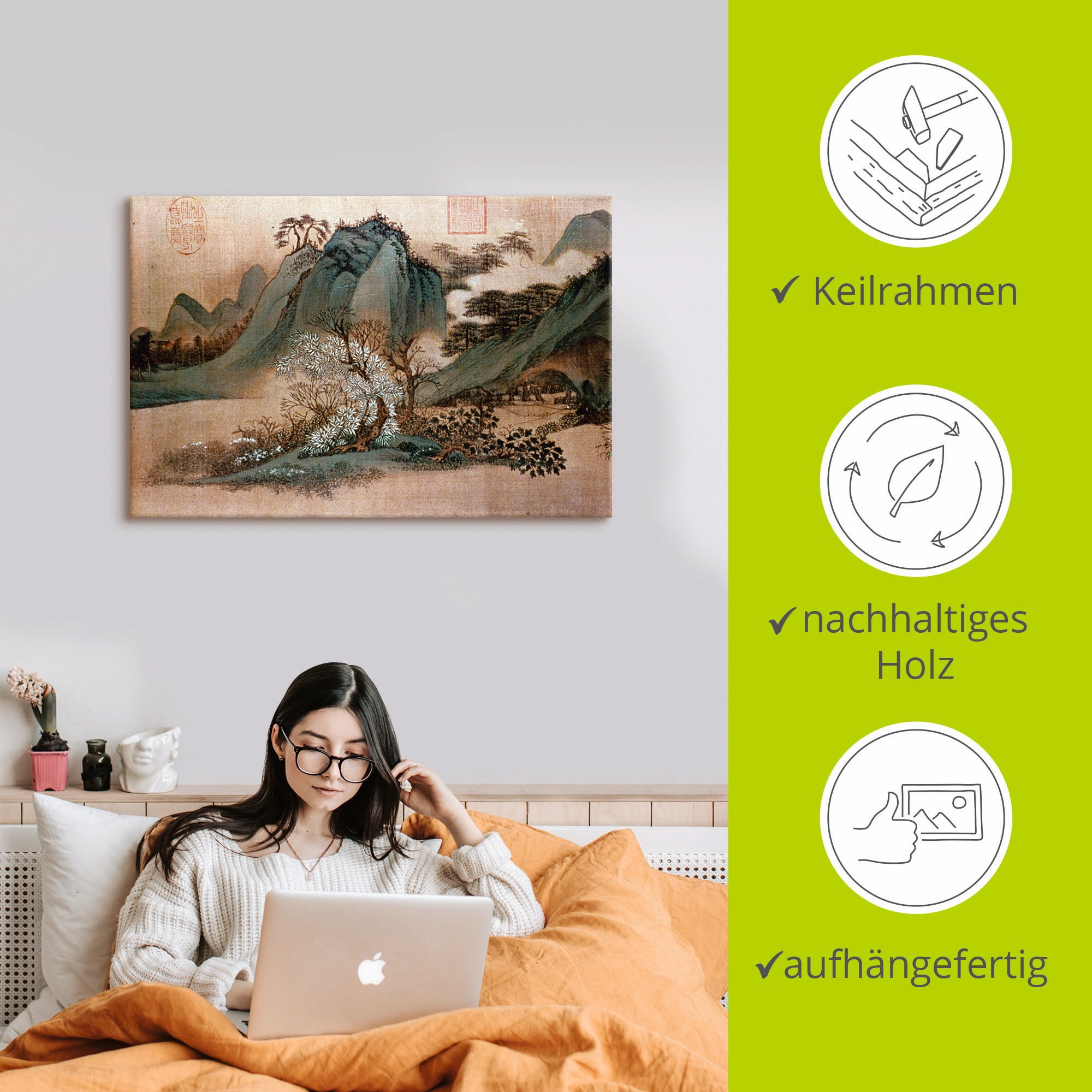 Artland Wandbild »Weiße Wolken und grüne Berge«, Asien, (1 St.), als Leinwandbild, Poster in verschied. Größen