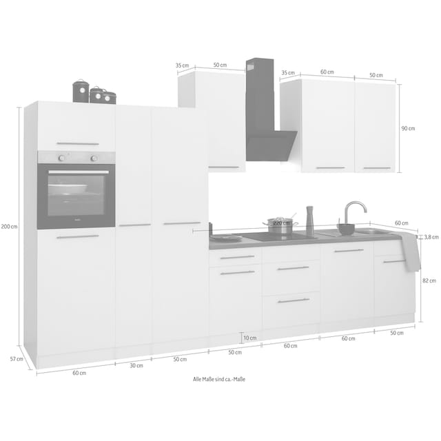 wiho Küchen Küchenzeile »Unna«, mit E-Geräten, Breite 360 cm bequem  bestellen