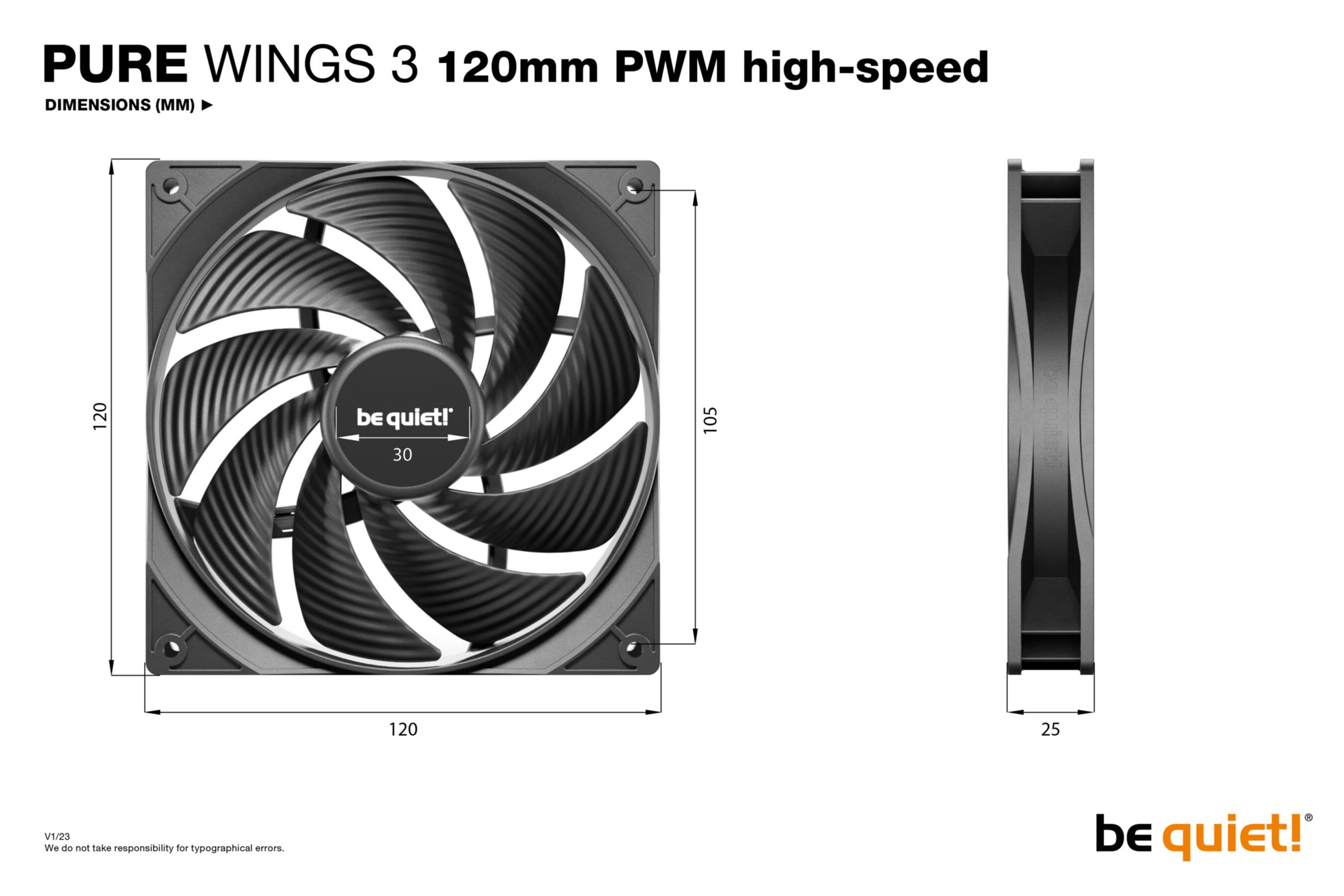 be quiet! Gehäuselüfter »Pure Wings 3 120mm PWM high-speed«