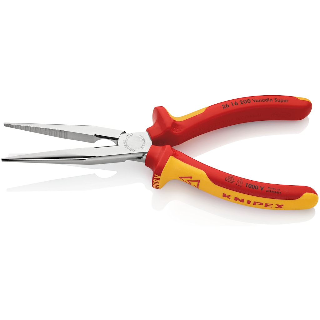 Knipex Flachrundzange »26 16 200 mit Schneide (Storchschnabelzange)«, (1 tlg.)