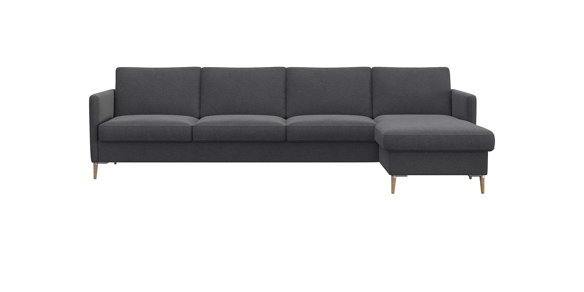 FLEXLUX Ecksofa »Fiore, L-Form, bequem und komfortabel durch hochwertigem Sitzaufbau« schmale Armlehnen, Kaltschaum, Füße Alu+ Eiche