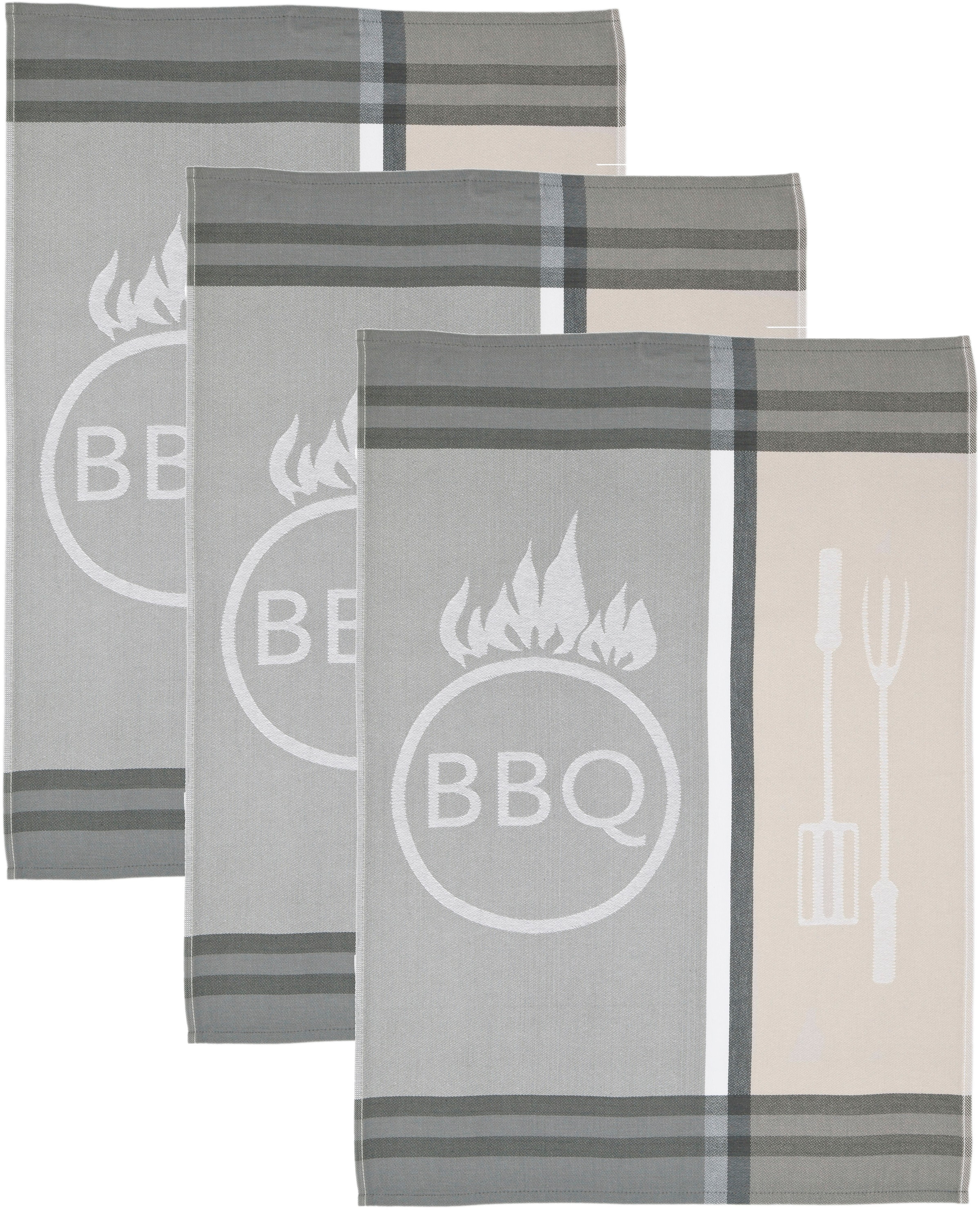 Geschirrtuch »BBQ«, (Set, 3 tlg.), Motivtuch, aus 100% Baumwolle