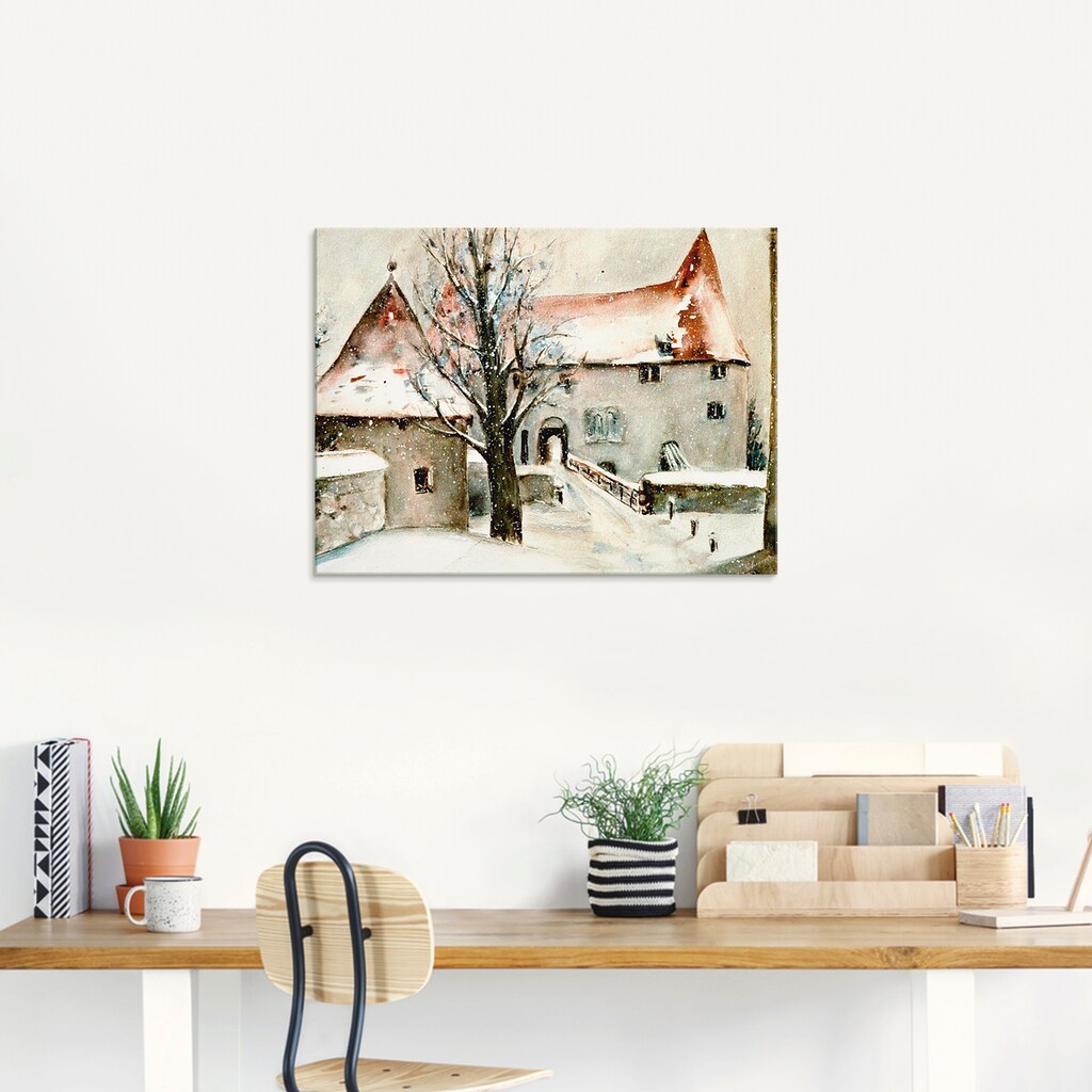 Artland Glasbild »Winter auf der Burg«, Gebäude, (1 St.)