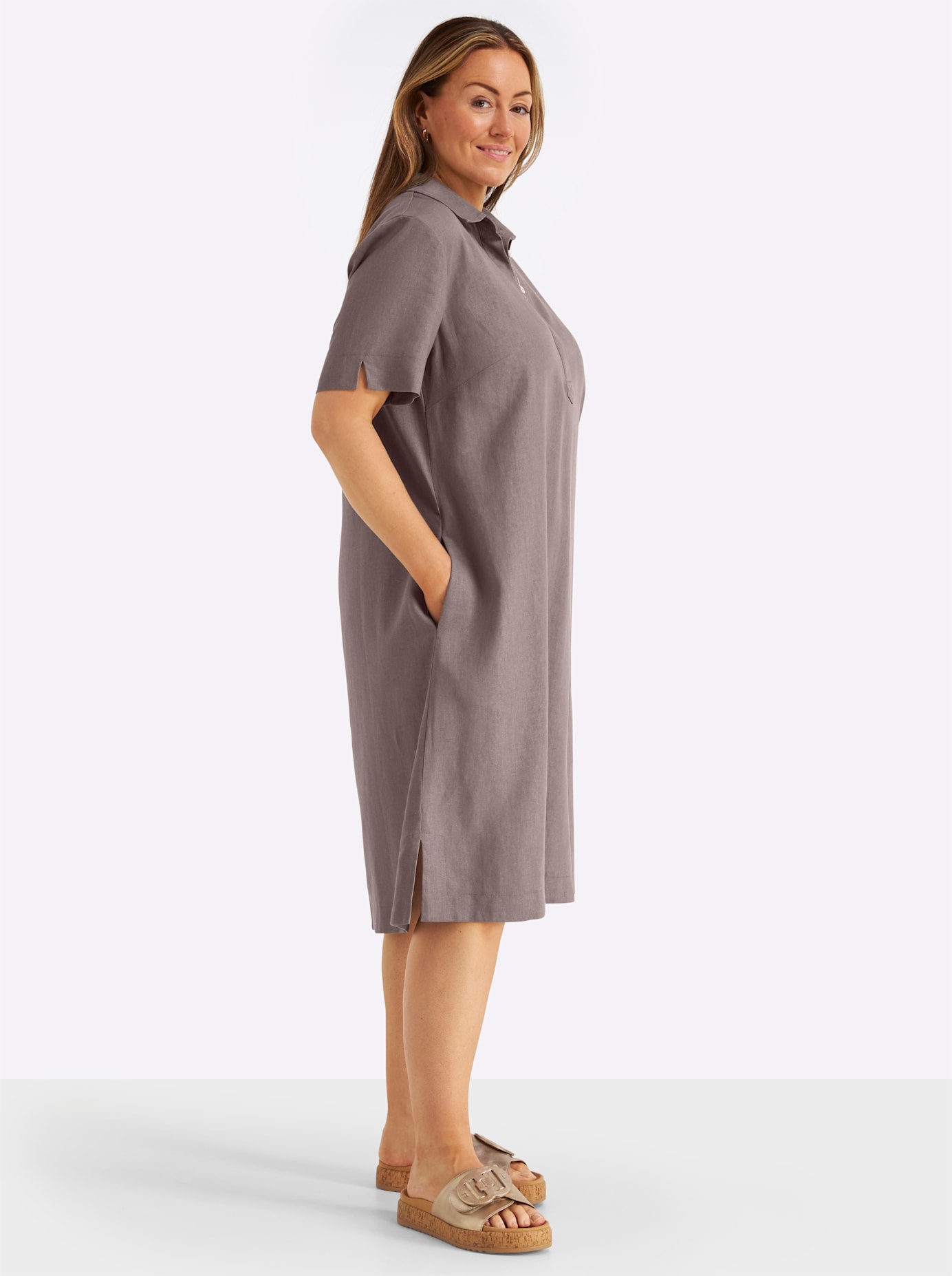 Sheego A-Linien-Kleid »Leinenkleid«