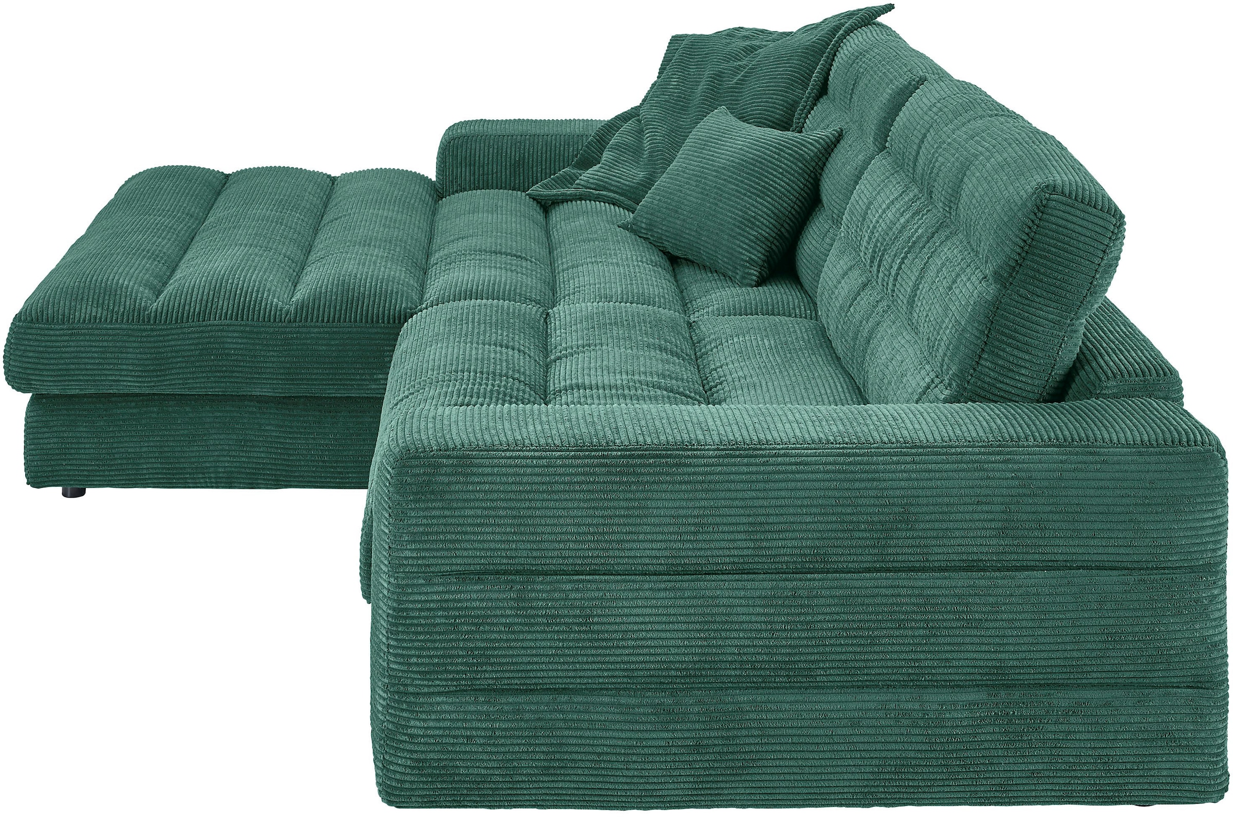 3C Candy Ecksofa »Stripes Mega-Sofa, bequem und komfortabel, L-Form« Lose Rückenkissen, mit feiner Quersteppung, Cord-Bezug