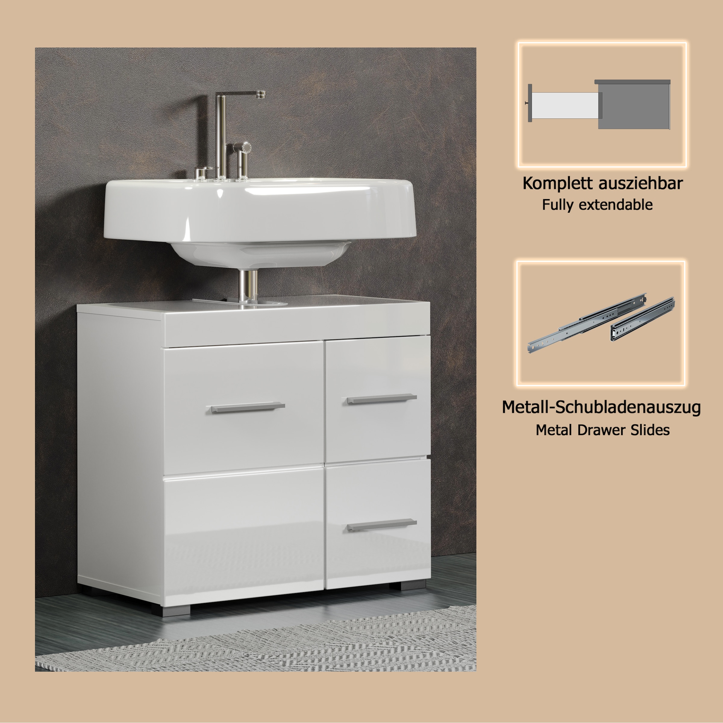 welltime Waschbeckenunterschrank »Avena« 1 Stk. tlg.