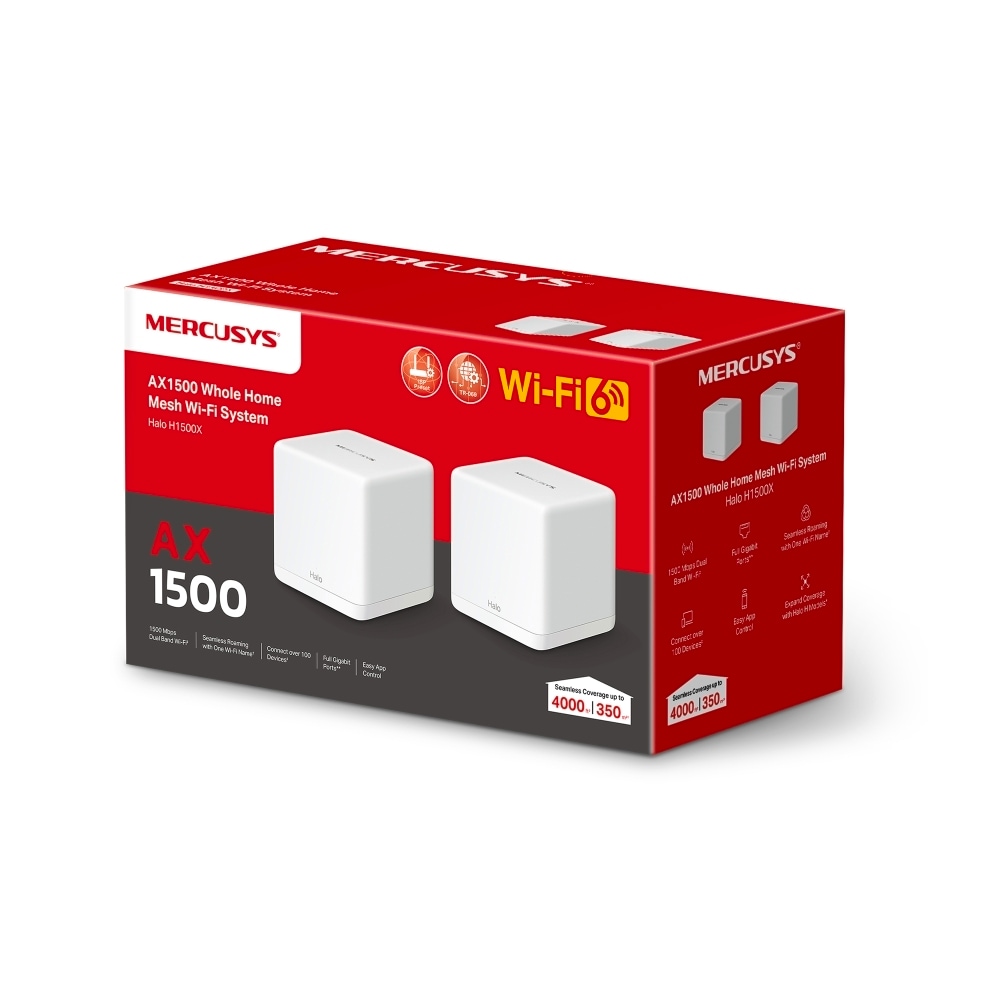 TP-Link WLAN-Router »Mercusys Halo H1500X AX1500 Whole Home Mesh-System Wi-Fi 6 2er Pack«, (Set, 2x H1500X)