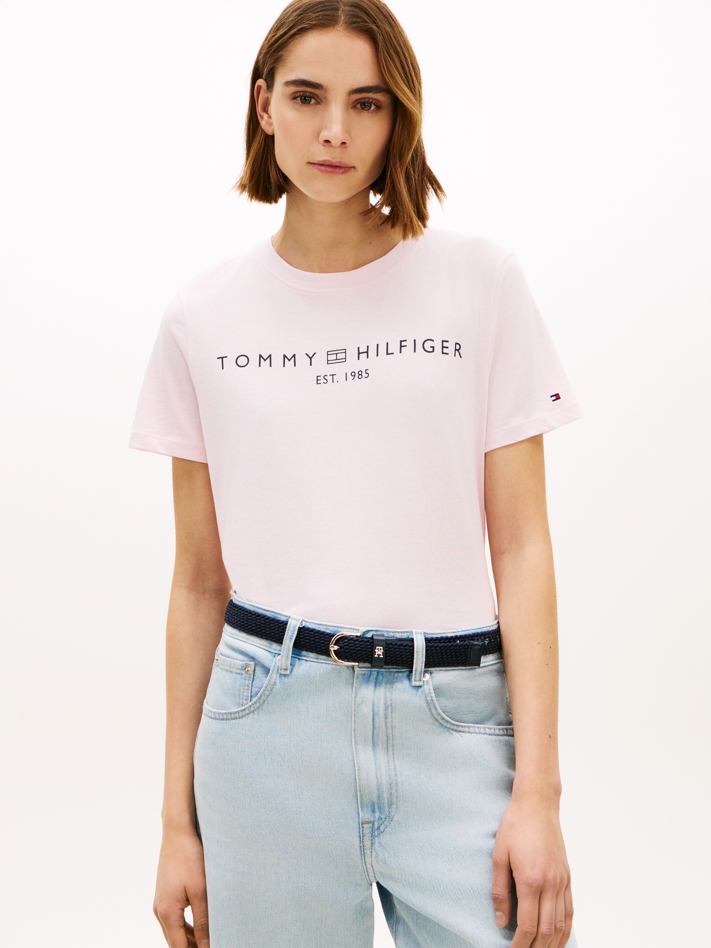 Tommy Hilfiger Kurzarmshirt »REG CORP LOGO C-NK SS« Baumwolle