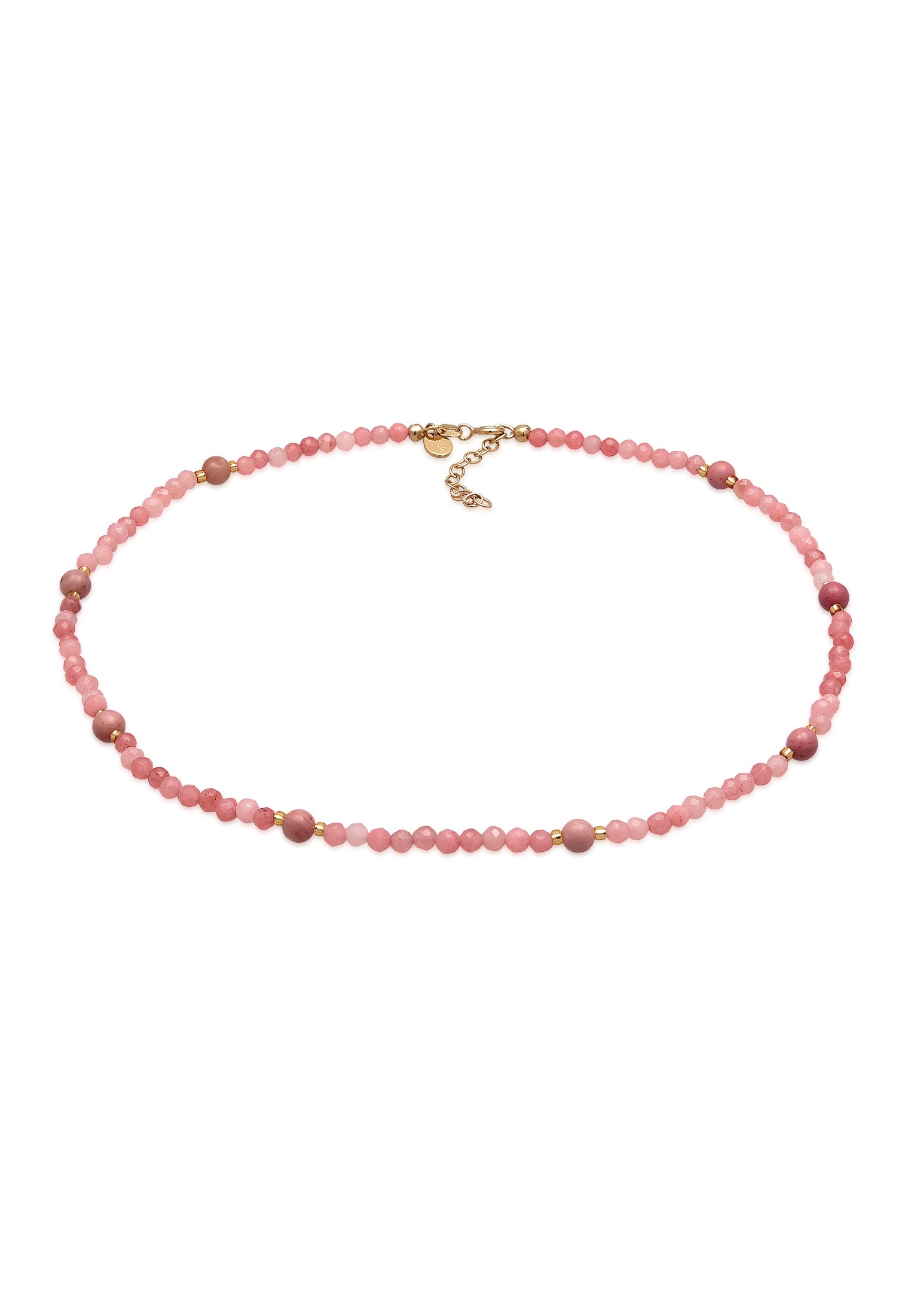 Elli Premium Lange Kette »Halskette Achat Rhodonit Glas Perlen Rose 925 Silber«