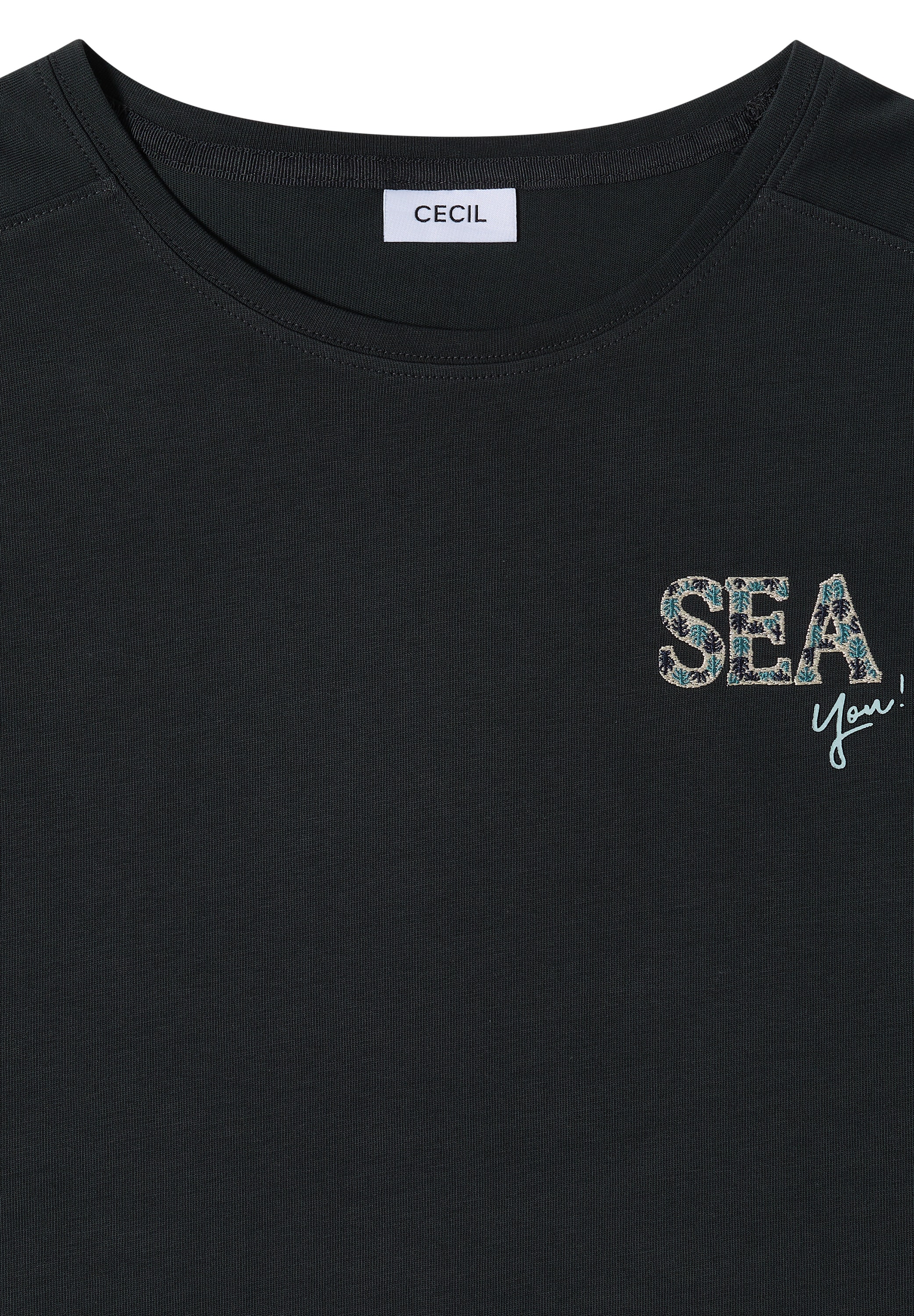 Cecil Kurzarmshirt Sommershirt mit Rundhals und Embroidery