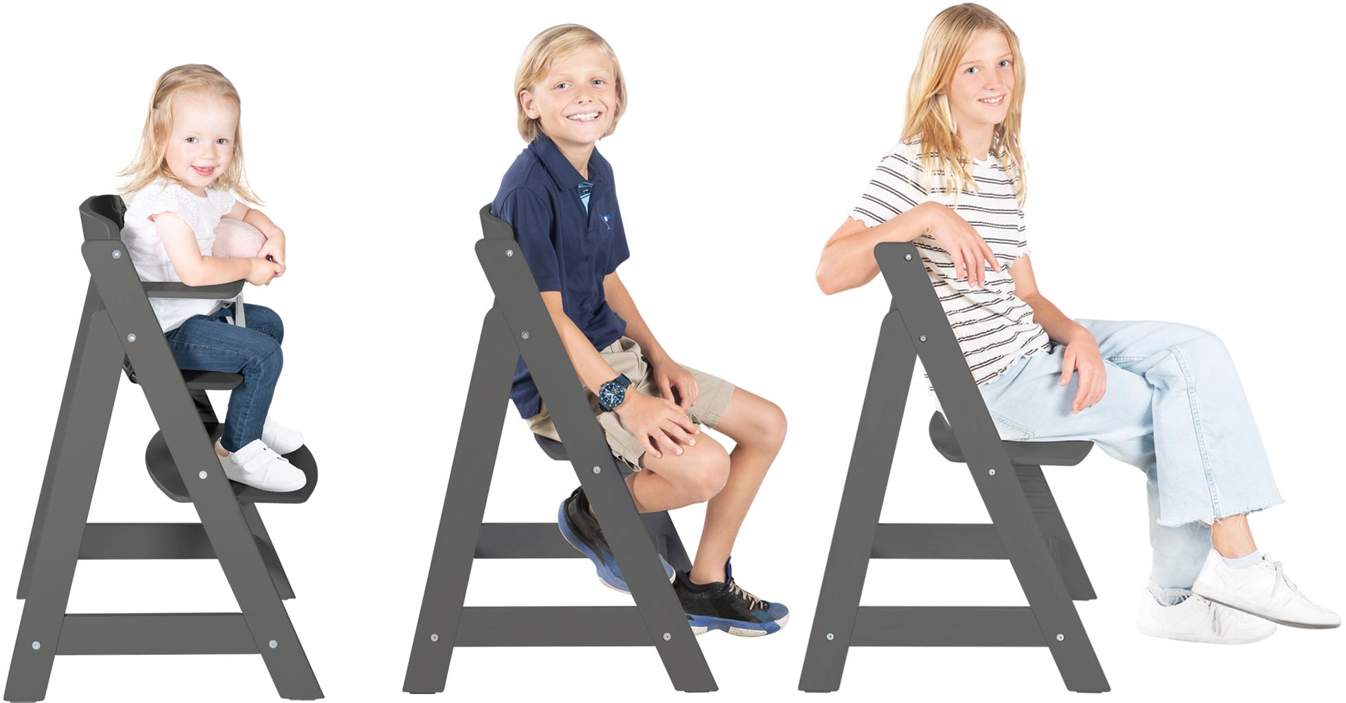roba® Hochstuhl »Treppenhochstuhl Sit Up Click 'N' Flex, anthrazit«, aus Holz