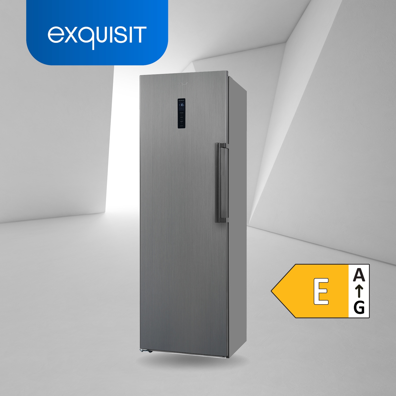 exquisit Gefrierschrank »GS295--H-040E inoxlook-az«, 185 cm hoch, 60 cm breit, Türanschlag wechselbar