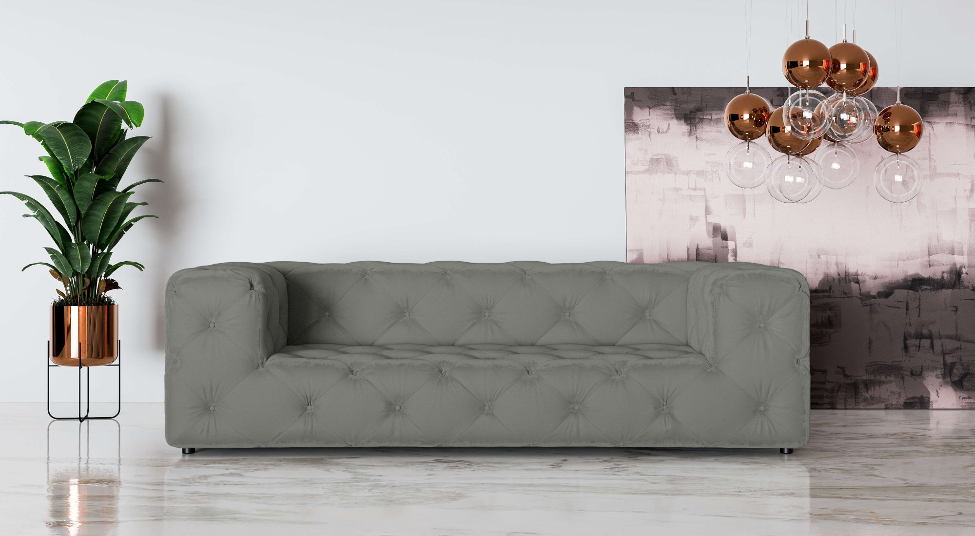 Places of Style 3-Sitzer »FOLLINA«, 3-Sitzer Sofa mit klassischer Chesterfield-Knopfheftung