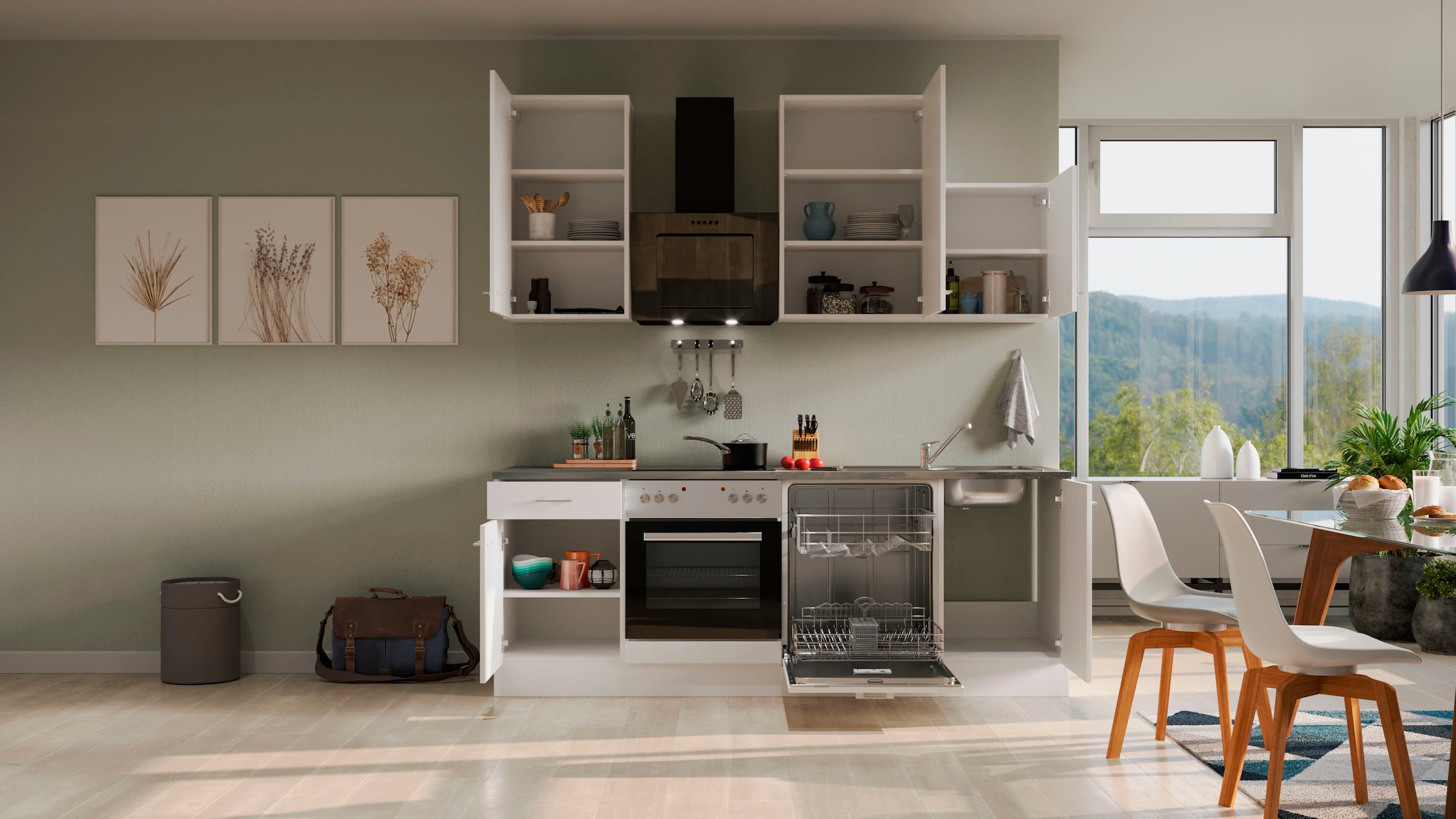 Flex-Well Küchenzeile »Lucca« mit E-Geräten, Breite 220 cm, in vielen Farbvarianten erhältlich