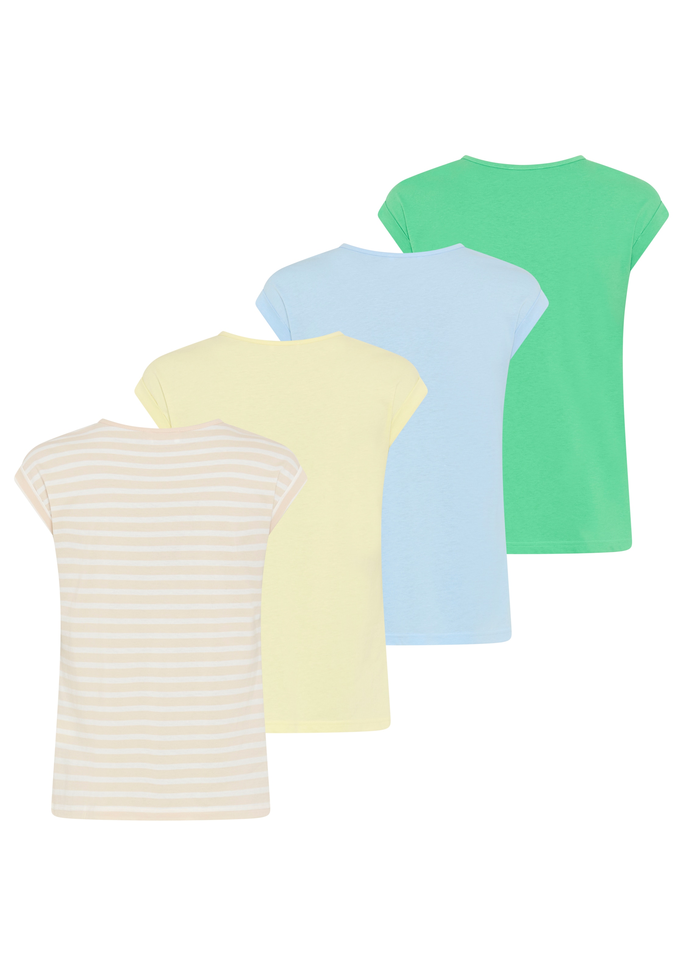 Boysen's T-Shirt »im Basic-Stil, weicher Baumwoll-Jersey, viele Farben und Größen« Packung, 4er-Pack,  figurumspielende Passform, Rundhalsausschnitt